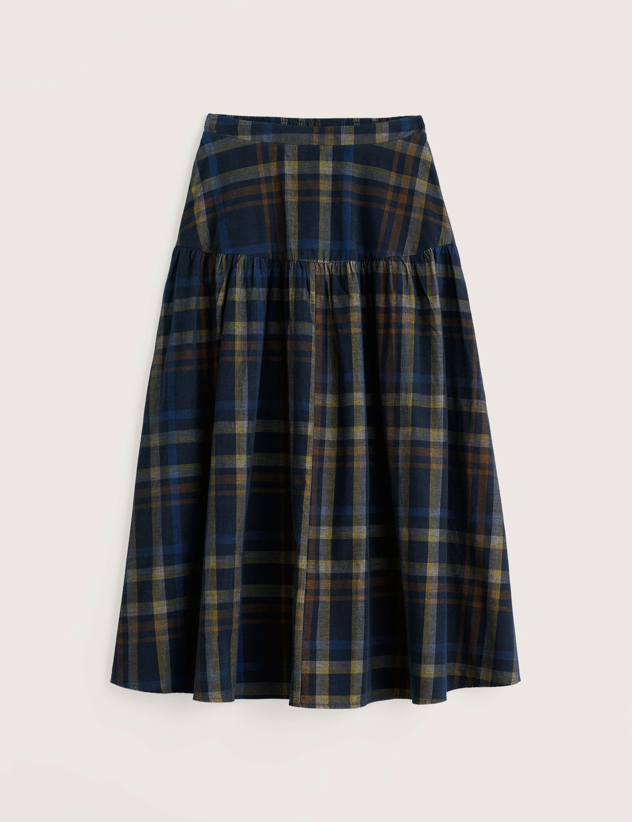 Pure Cotton Cord Checked Midi A-Line Skirt 2 of 5