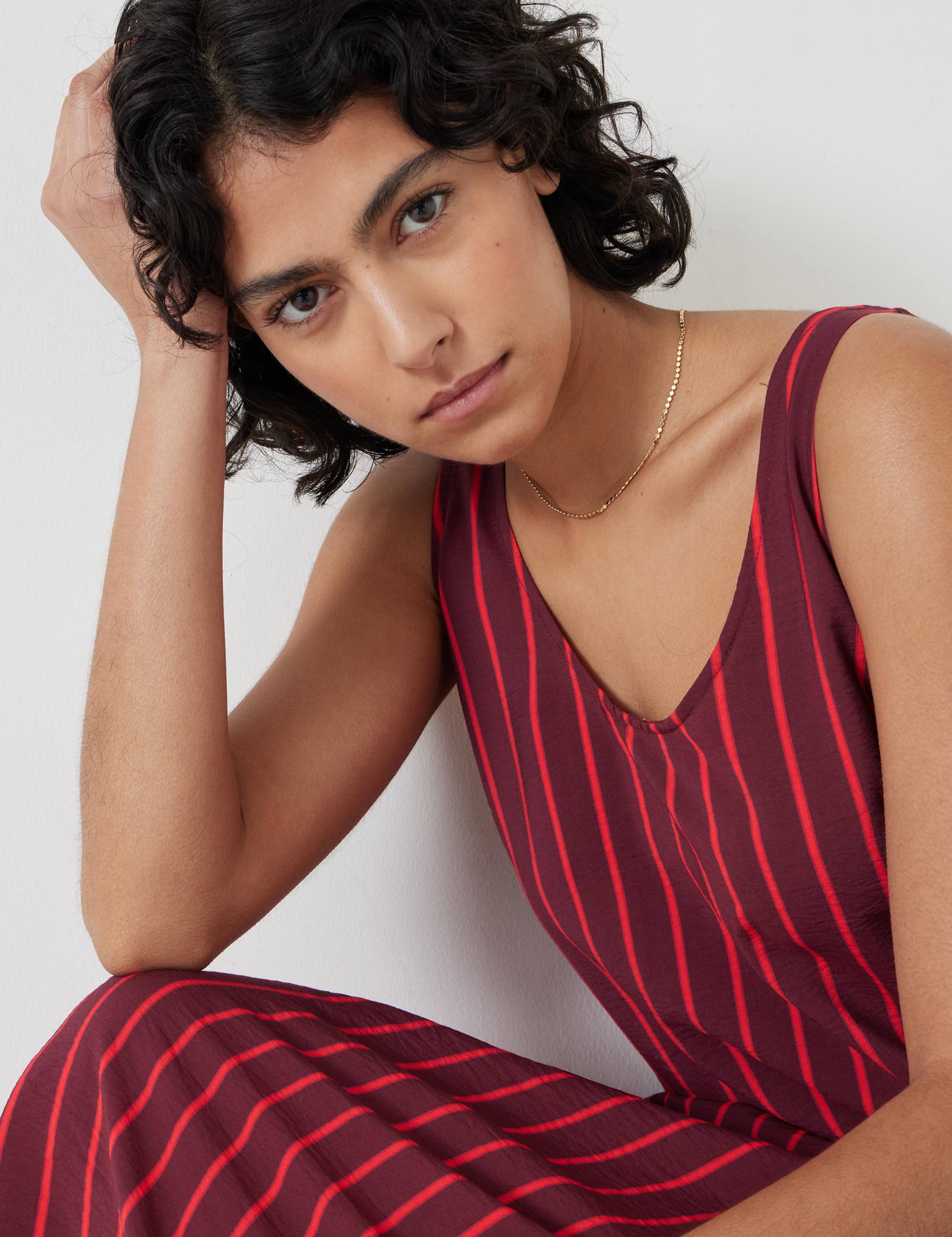 Striped Scoop Neck Maxi Column Dress 3 of 5