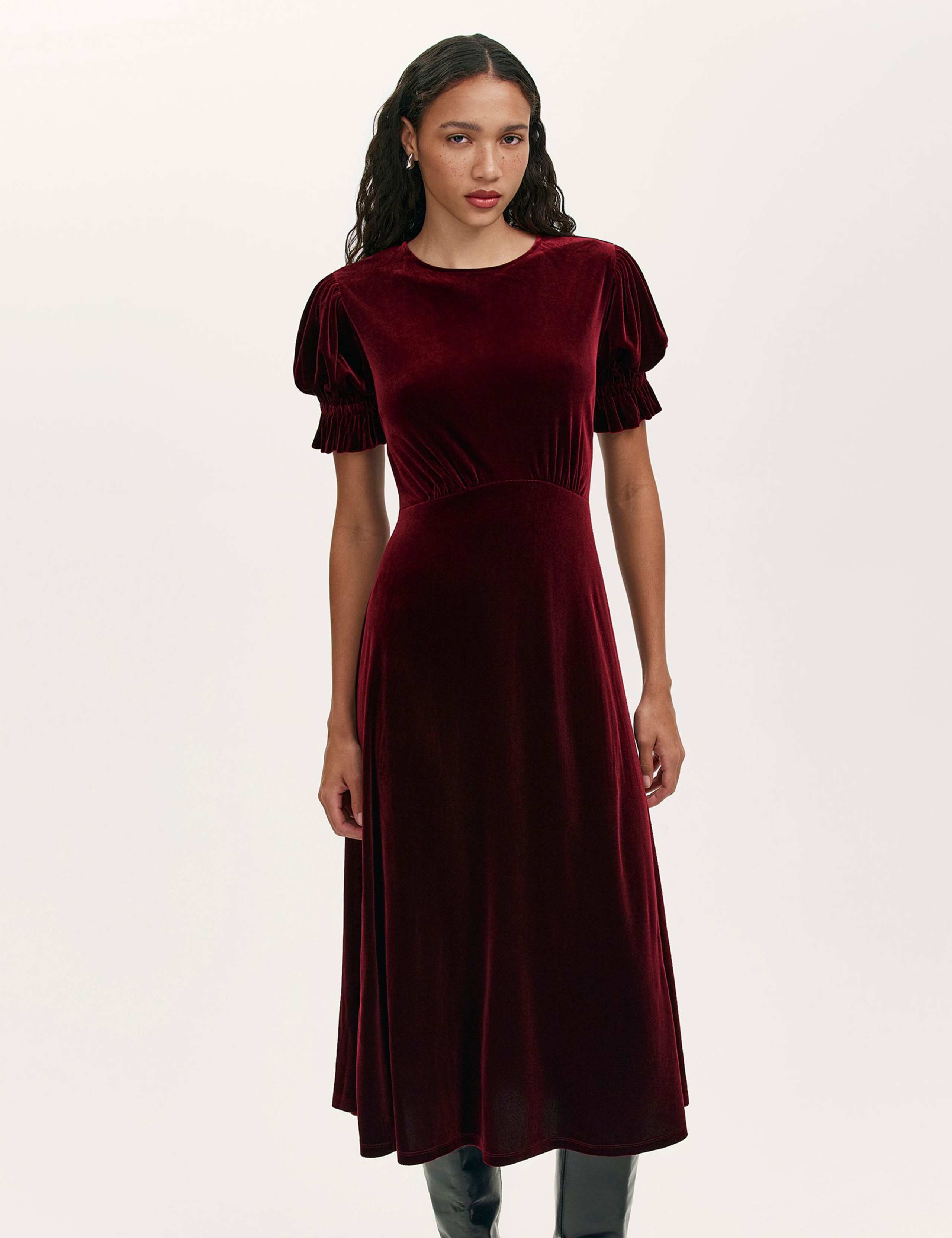 Cotton Rich Round Neck Midi Tea Dress 2 of 5