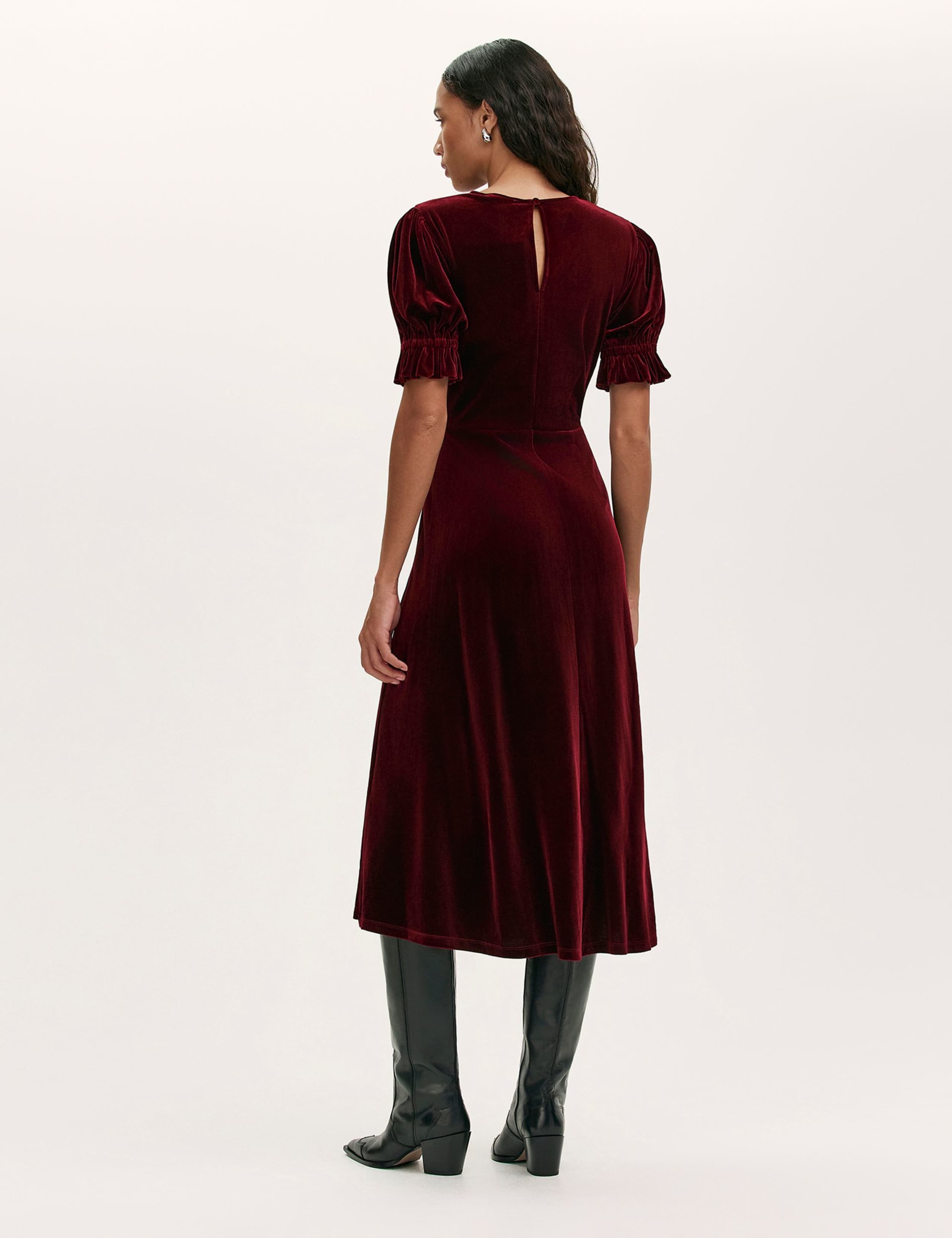 Cotton Rich Round Neck Midi Tea Dress 3 of 5