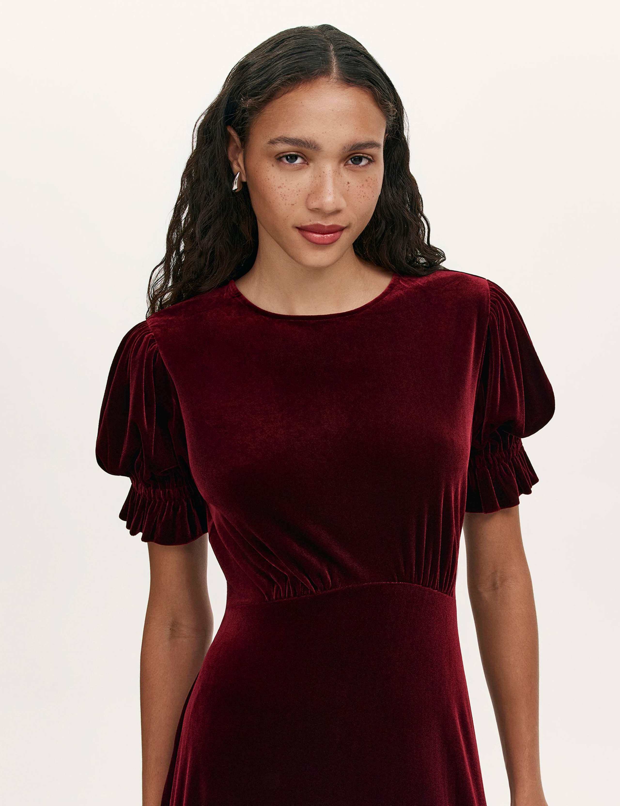 Cotton Rich Round Neck Midi Tea Dress 4 of 5