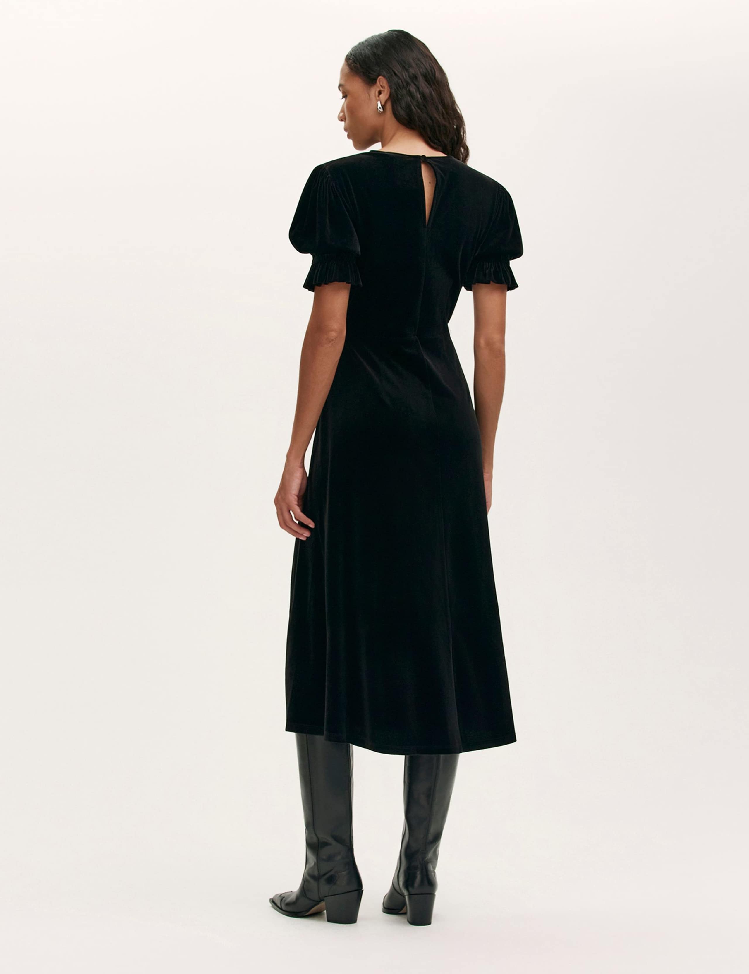 Cotton Rich Round Neck Midi Tea Dress 3 of 5