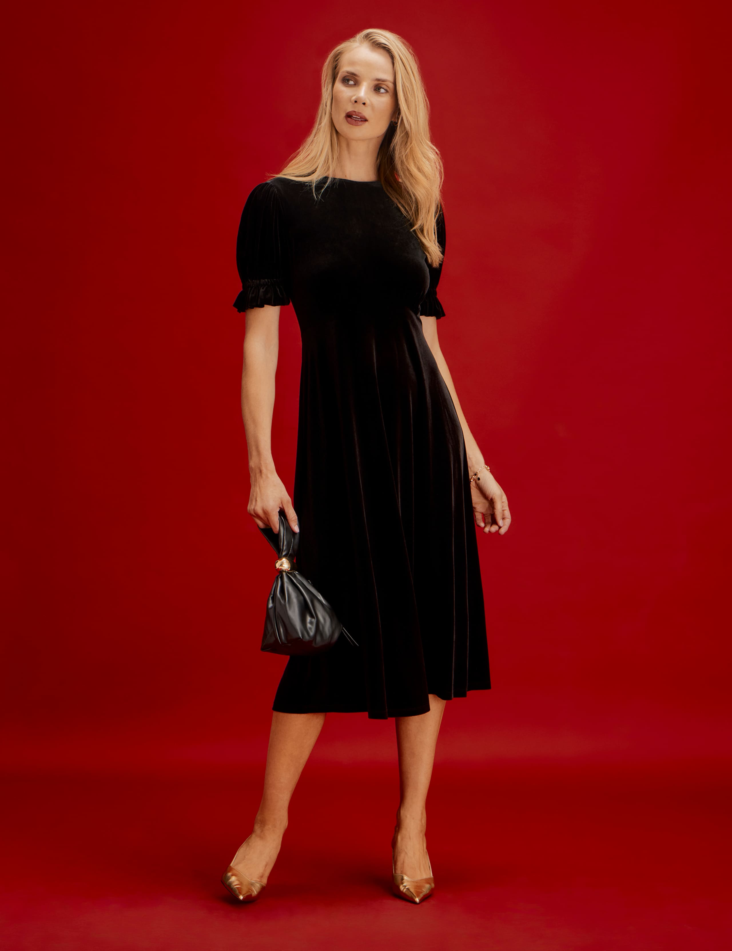 Velvet Round Neck Midi Tea Dress 6 of 9