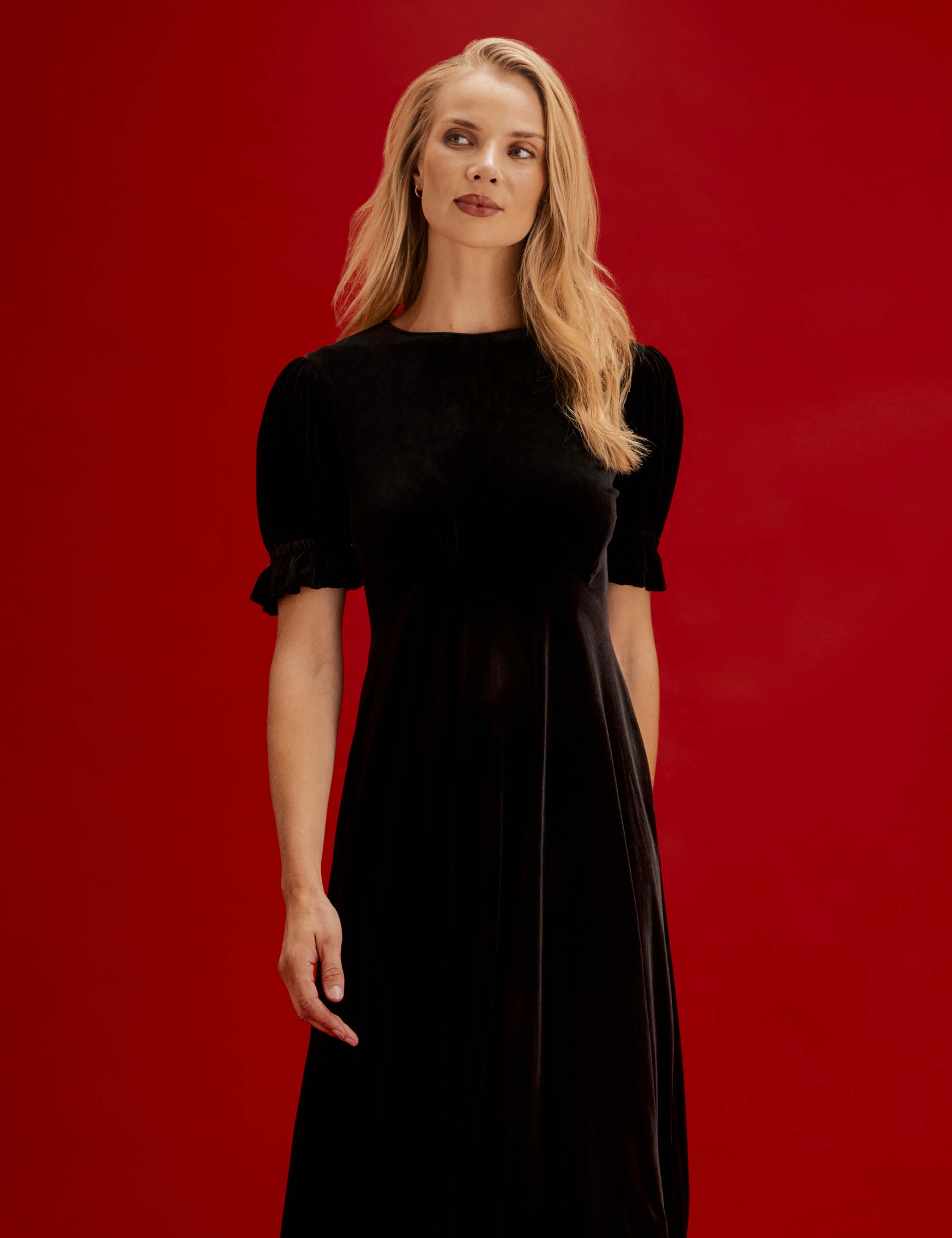 Velvet Round Neck Midi Tea Dress 7 of 9