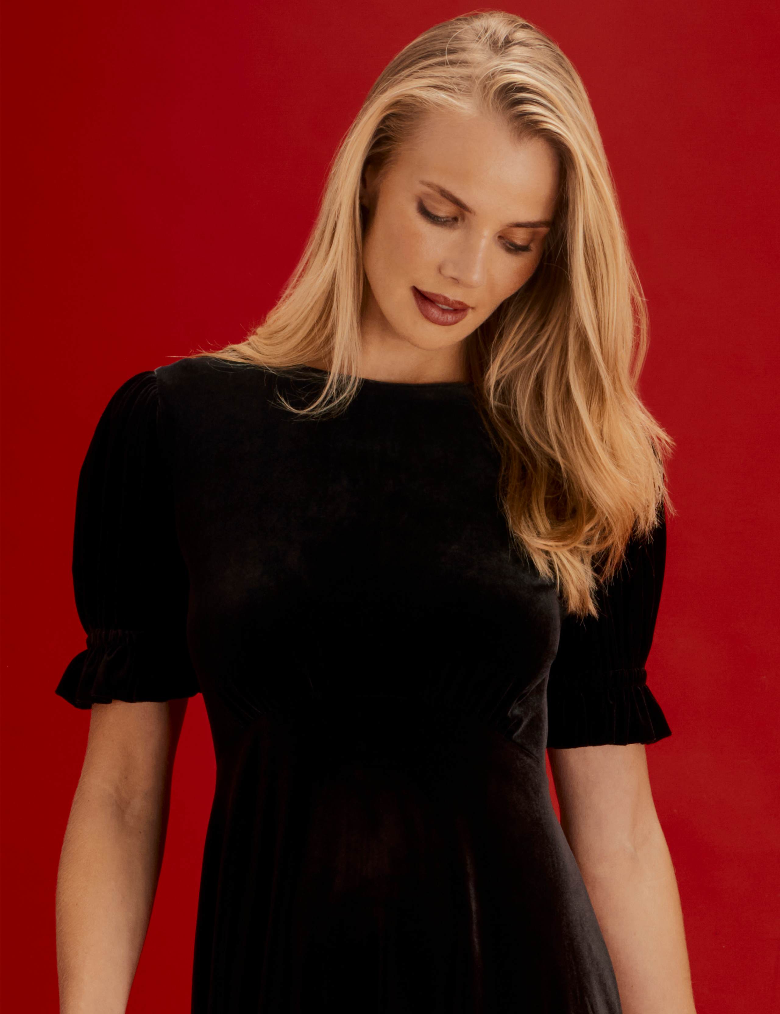 Velvet Round Neck Midi Tea Dress 8 of 9