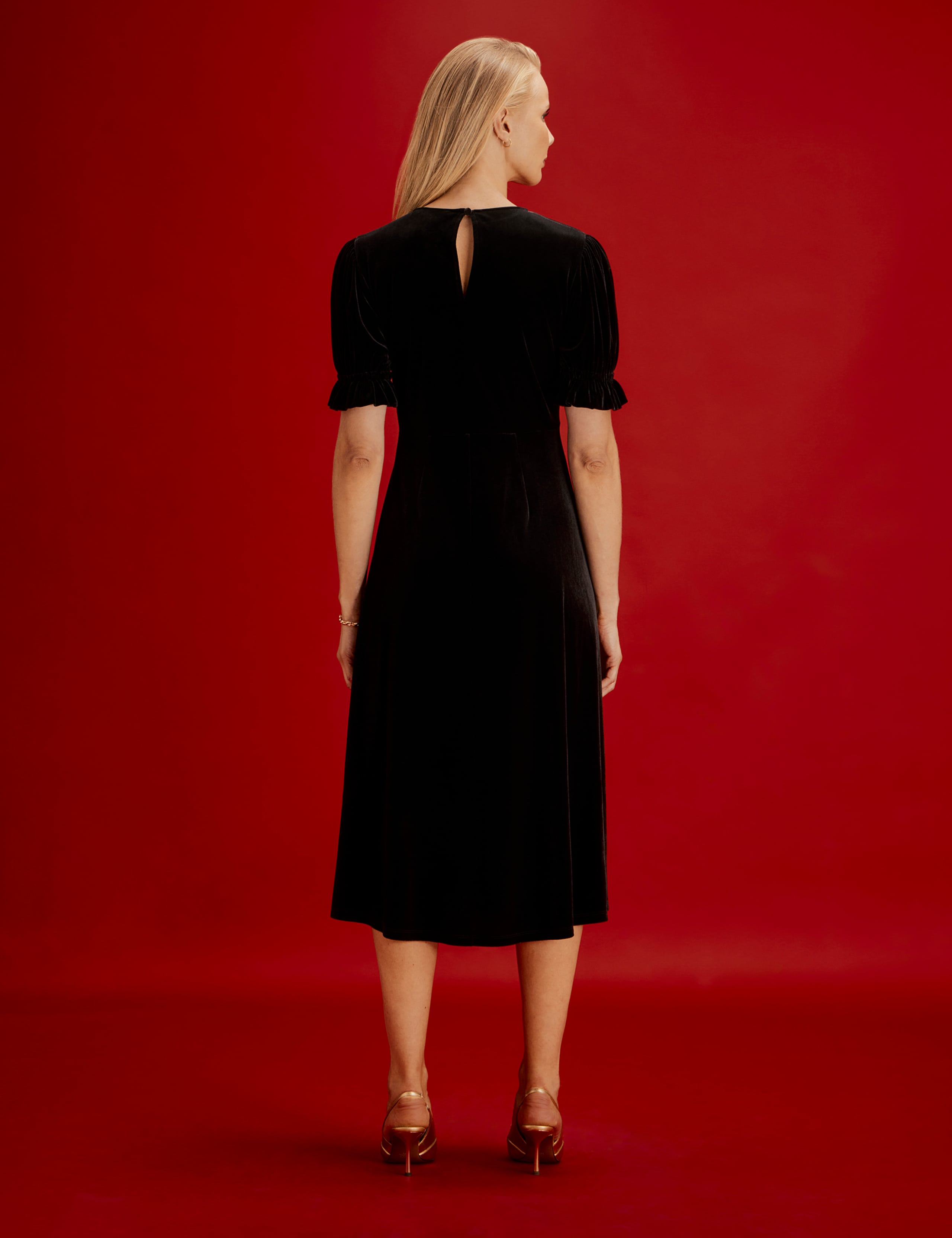 Velvet Round Neck Midi Tea Dress 9 of 9