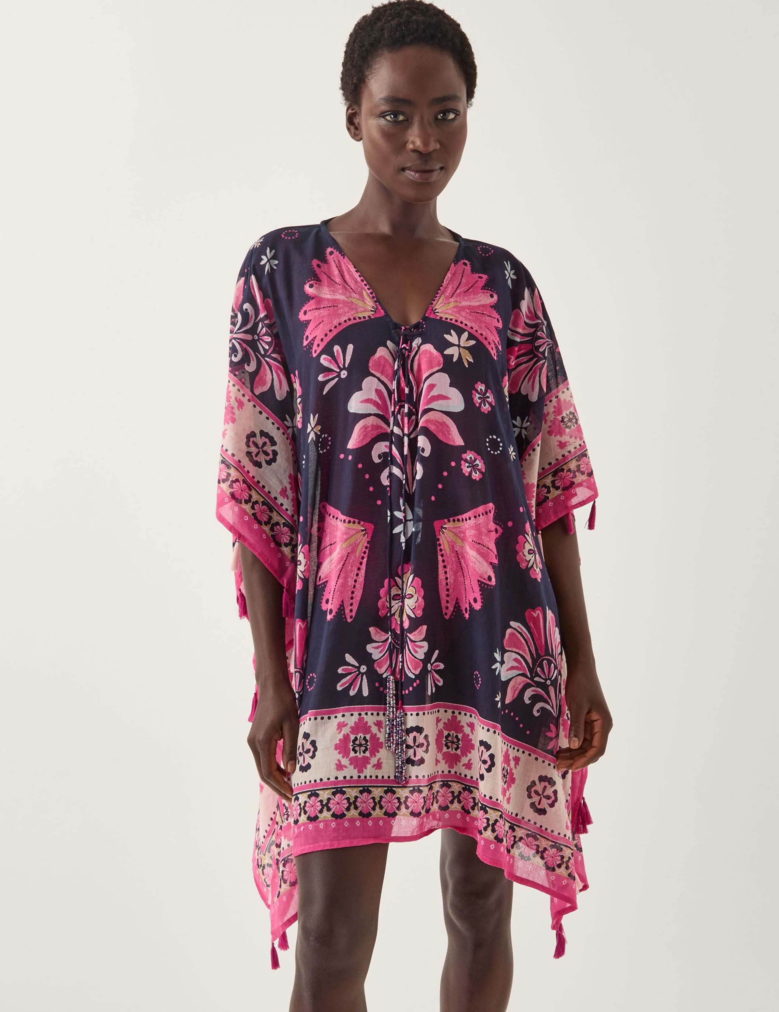 Cotton Rich Printed Beach Cover Up Sarong 1 of 5