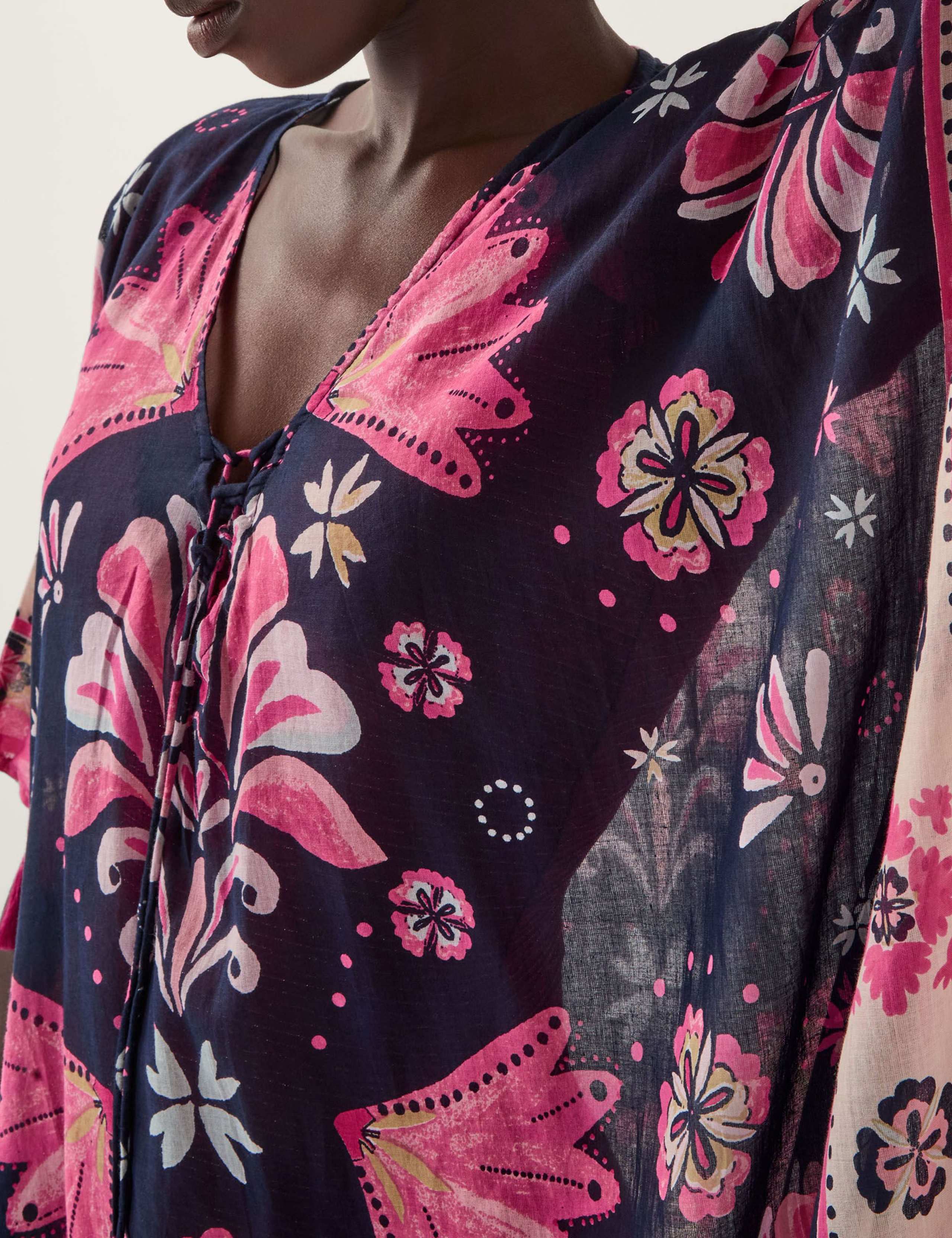 Cotton Rich Printed Beach Cover Up Kaftan 4 of 5