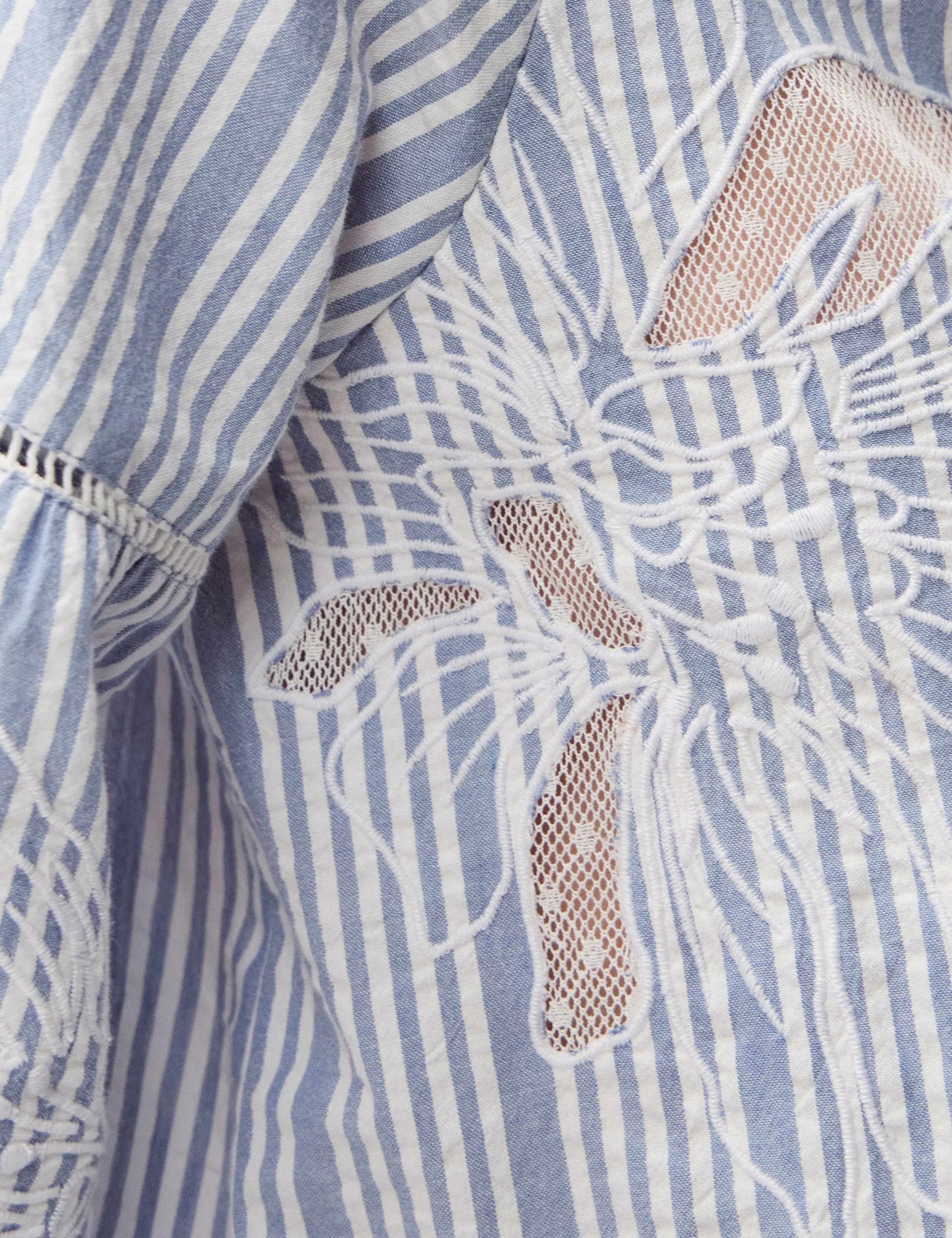 Pure Cotton Embroidered Striped Blouse 5 of 5