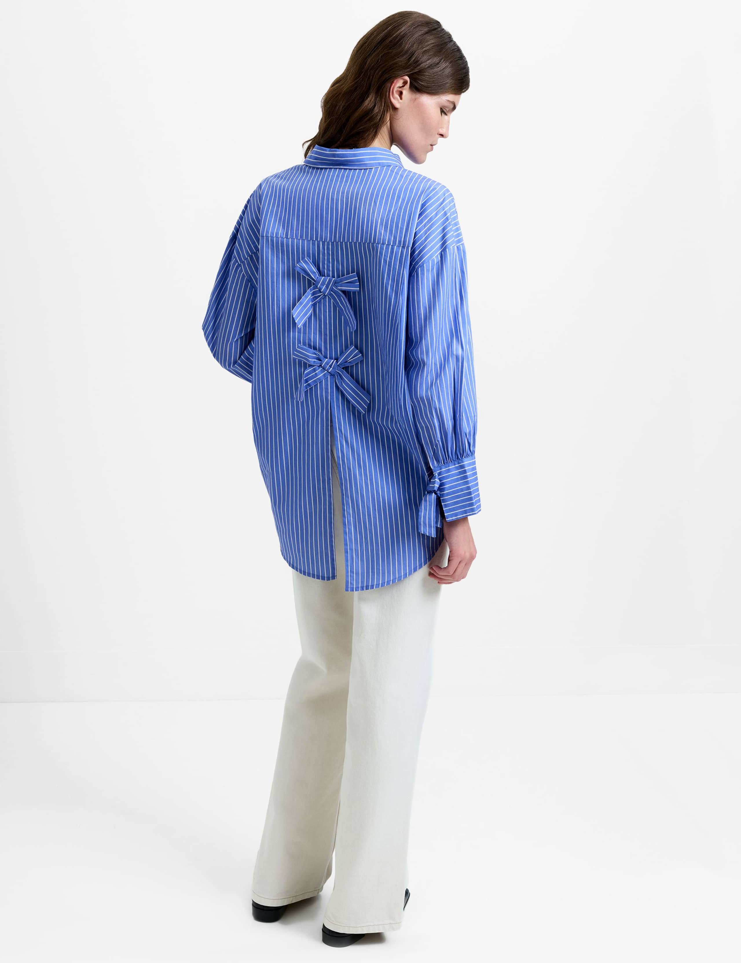 Pure Cotton Striped Bow Detail Shirt 3 of 5