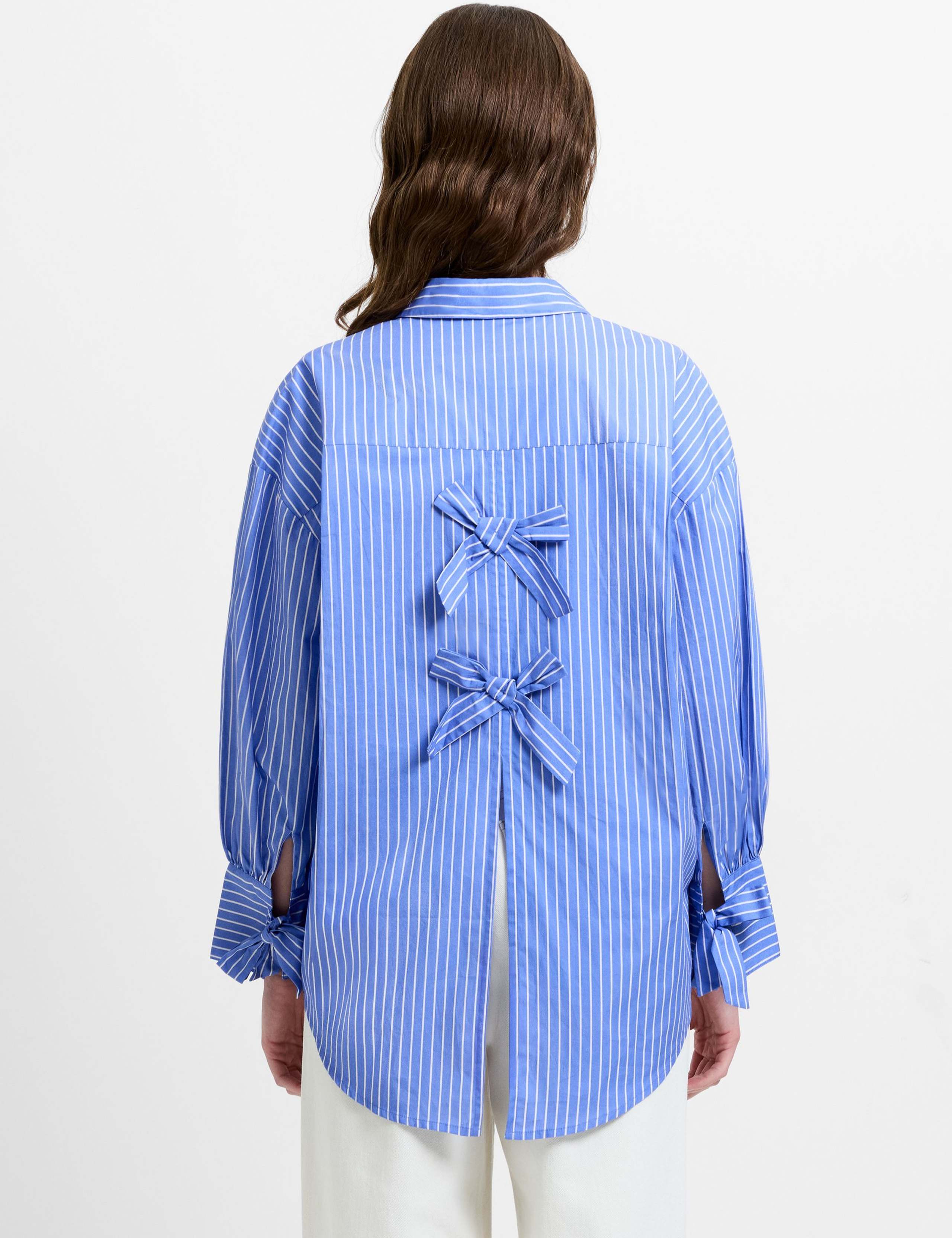 Pure Cotton Striped Bow Detail Shirt 4 of 5
