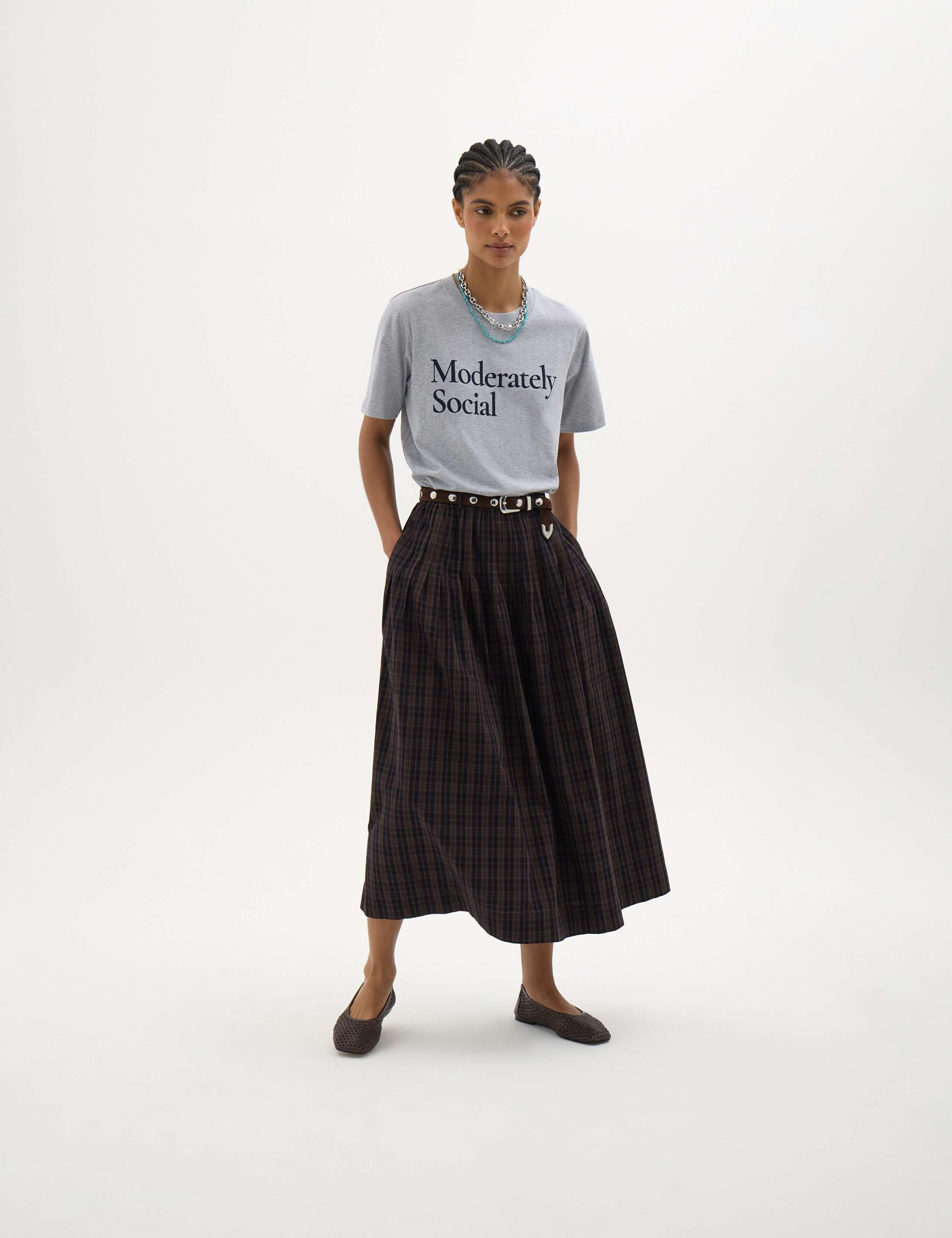 Pure Cotton Moderately Social Slogan T-Shirt 4 of 5