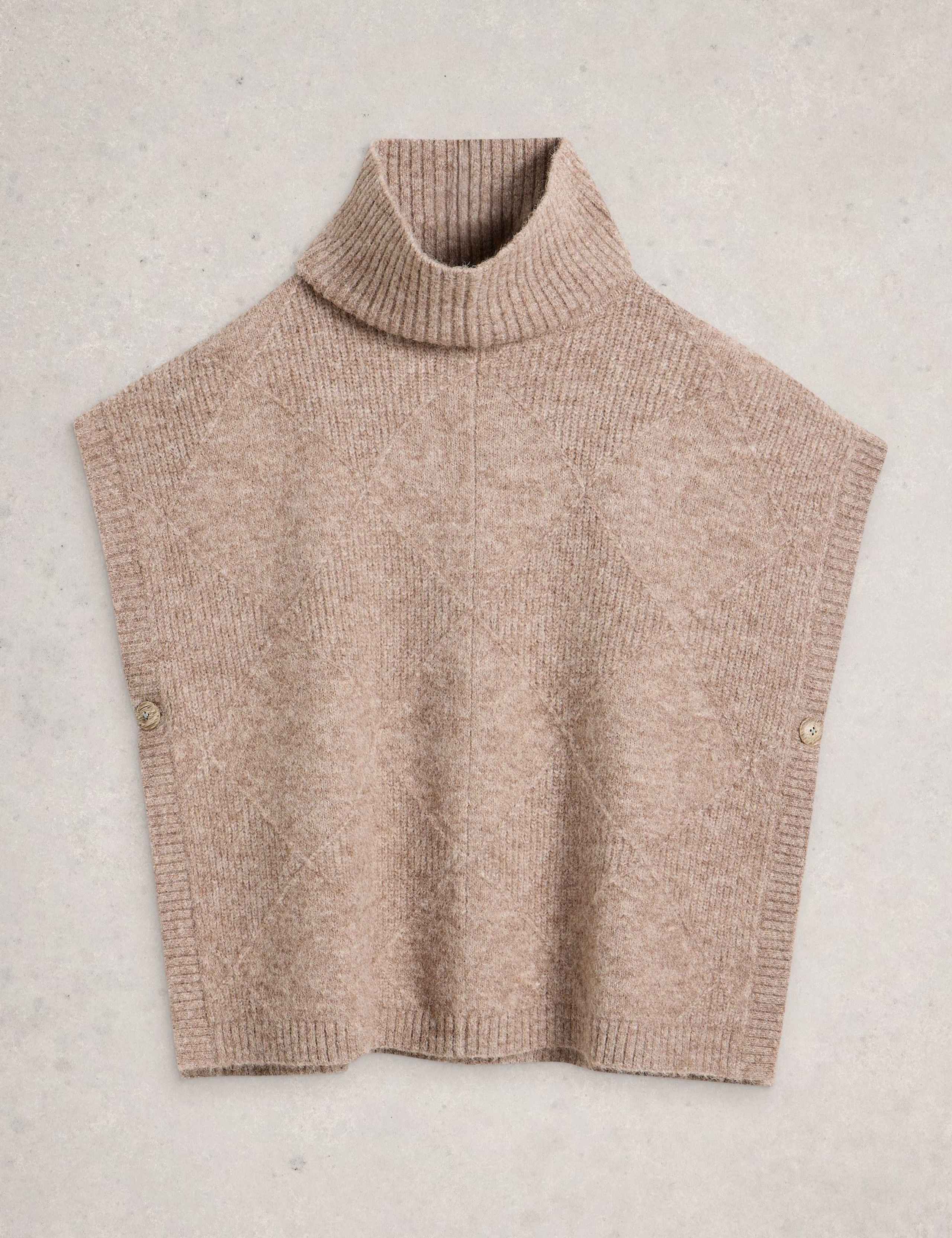 Diamond Stitch Poncho With Wool 2 of 6