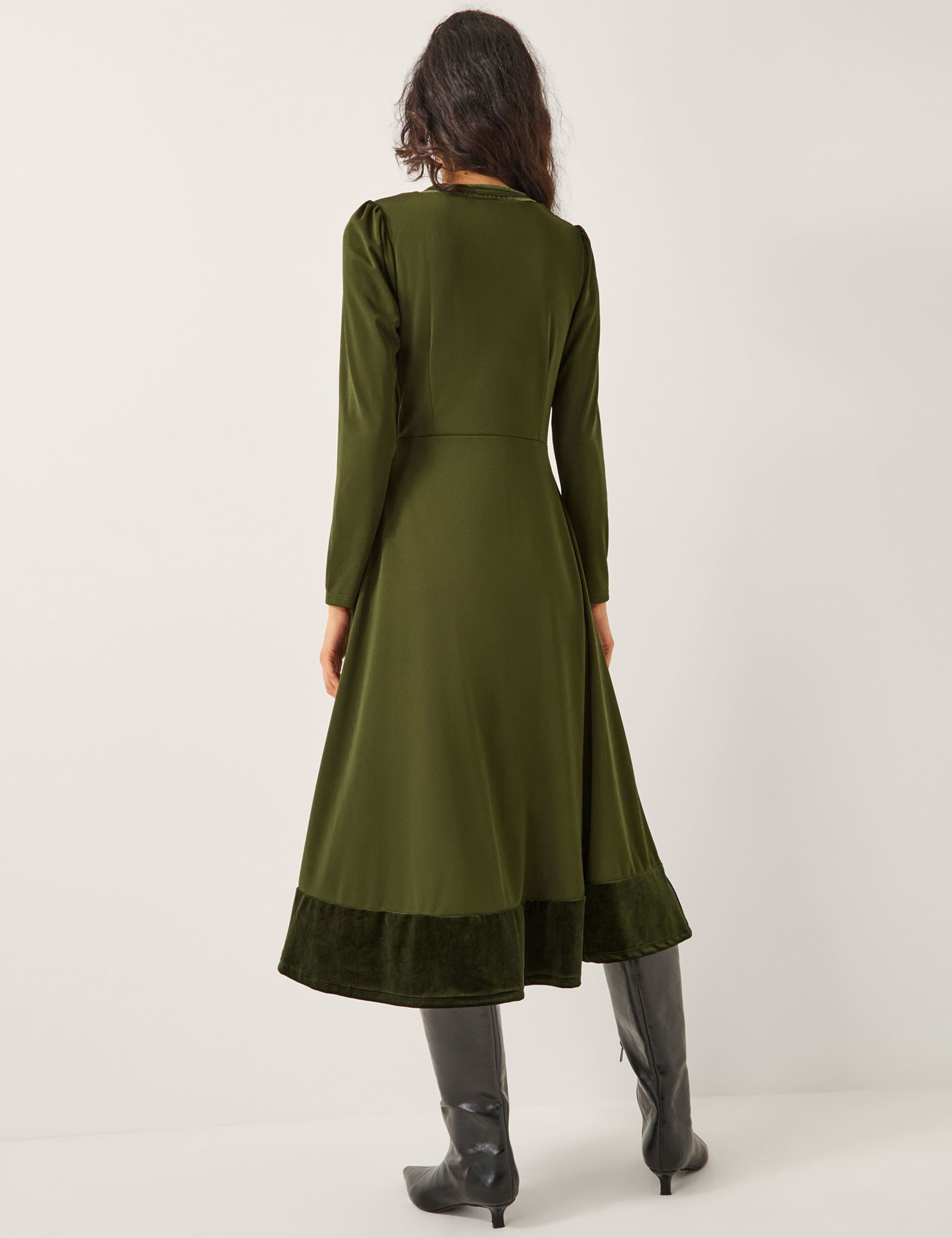 Velvet V-Neck Midi Wrap Dress 3 of 4