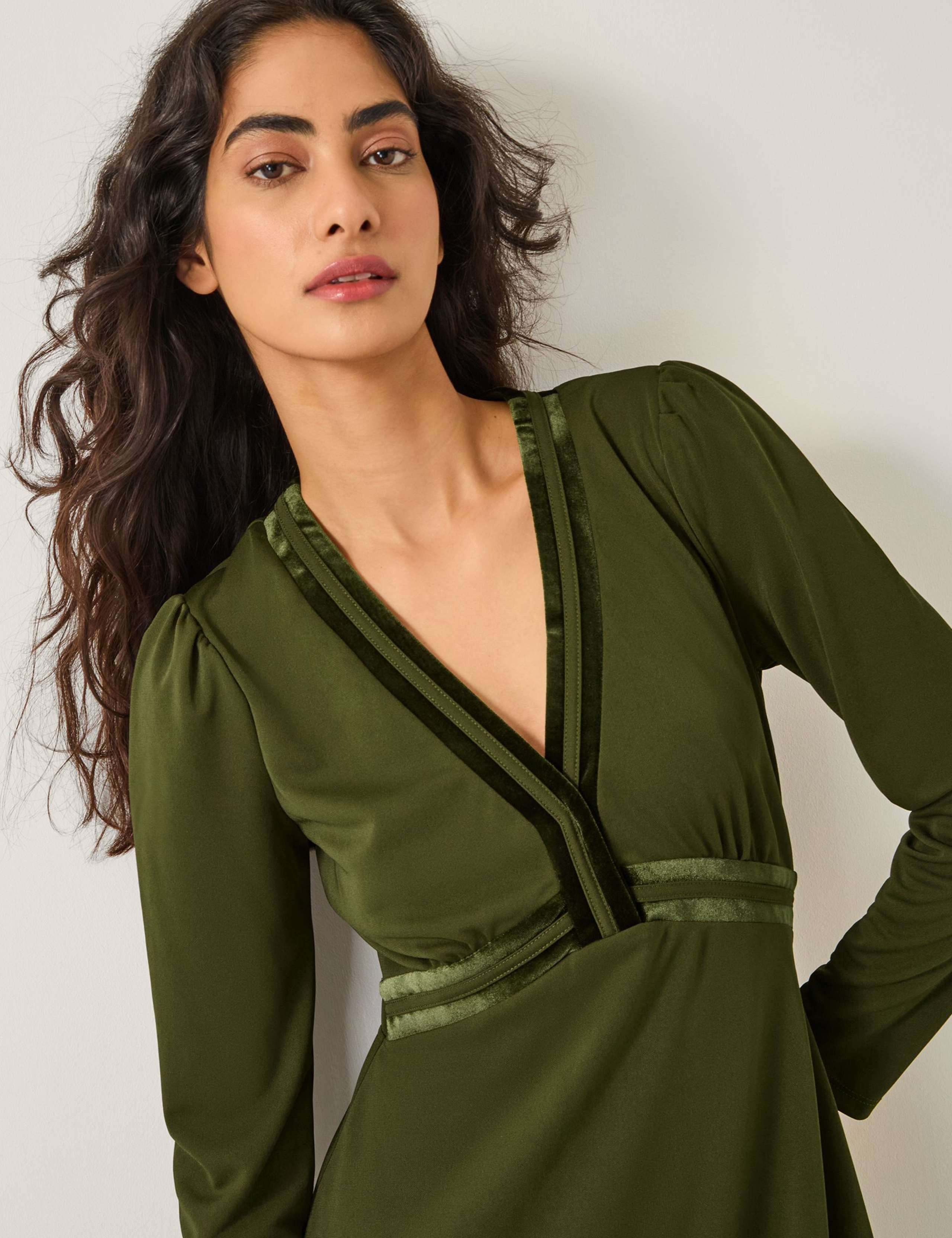 Velvet V-Neck Midi Wrap Dress 4 of 4