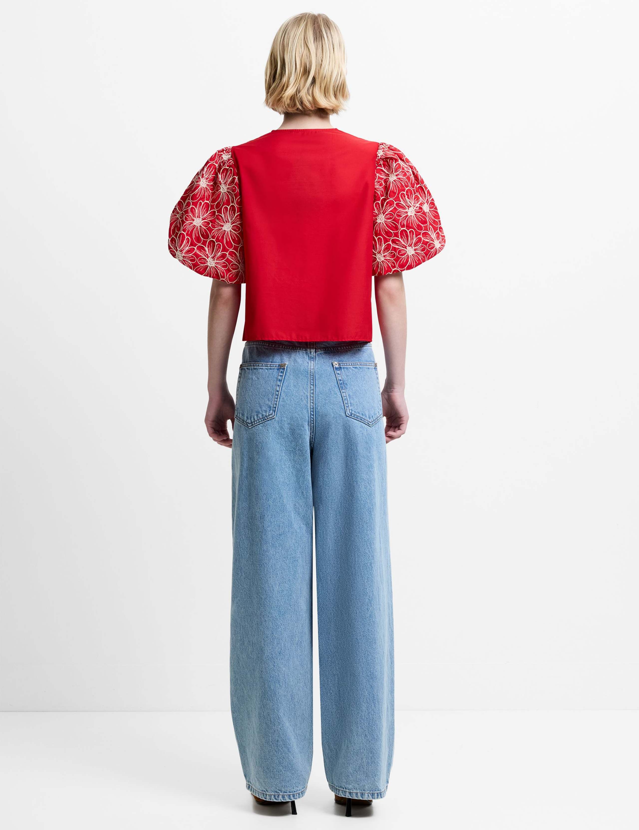 Cotton Blend Floral Crew Neck Top 4 of 5