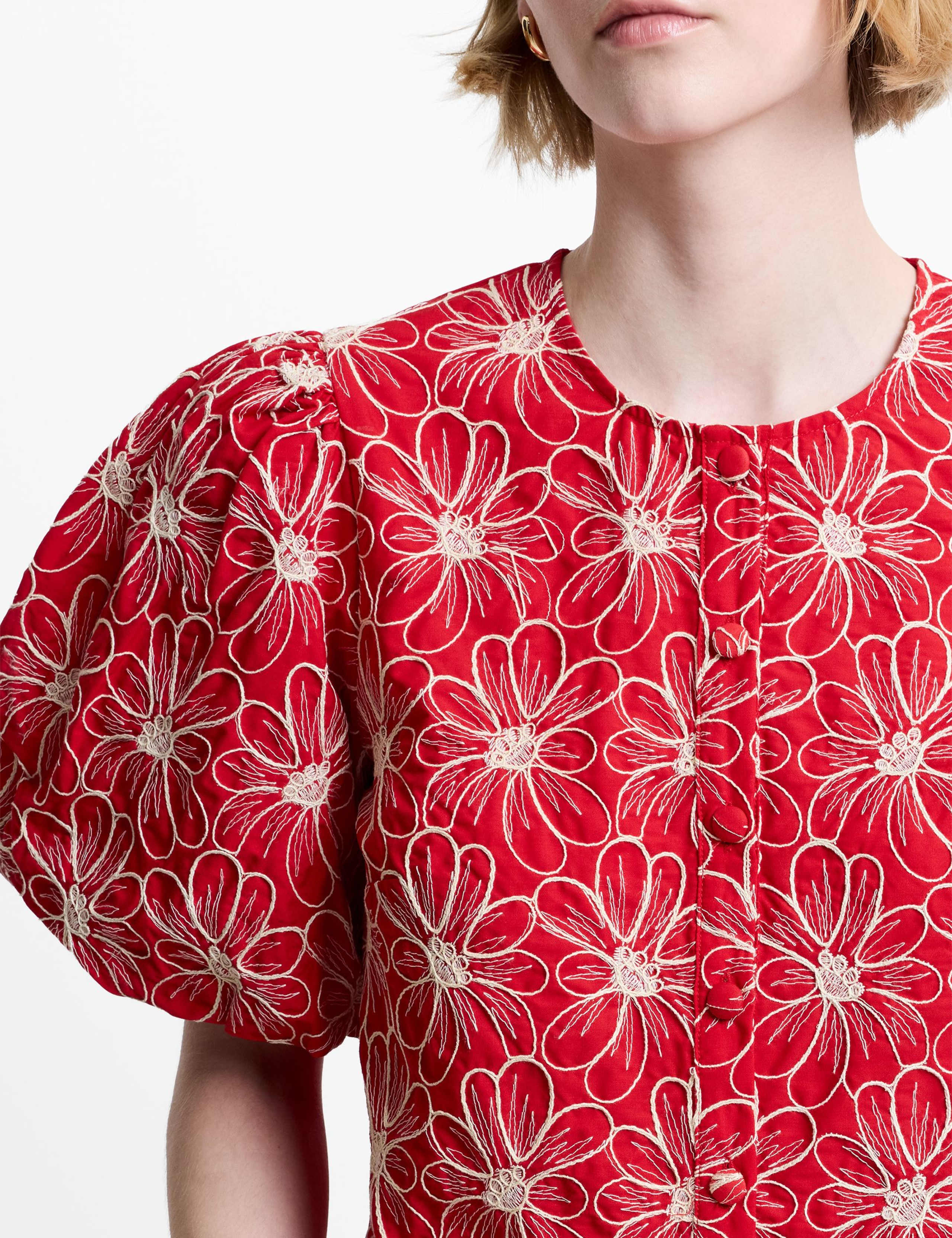 Cotton Blend Floral Crew Neck Top 5 of 5