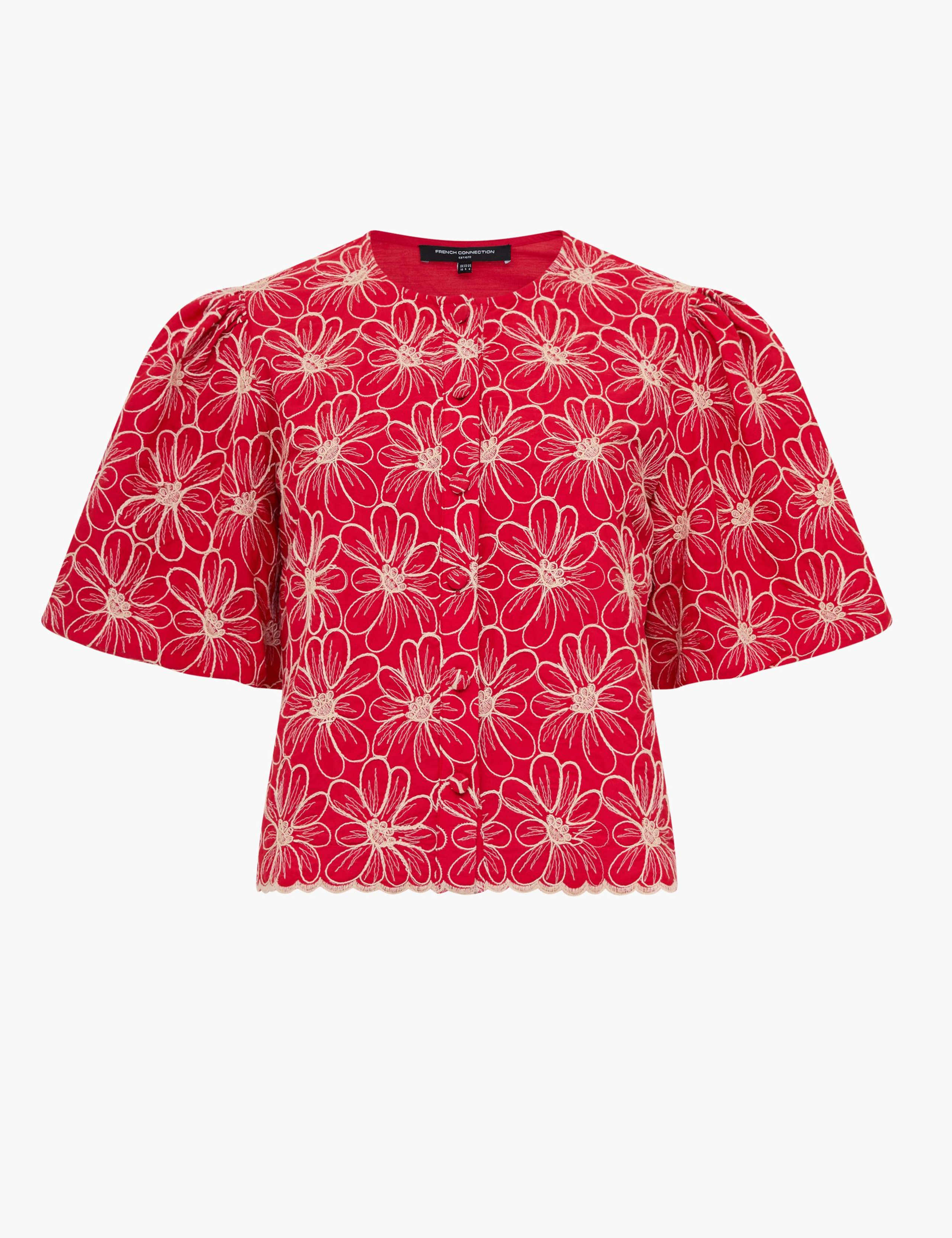 Cotton Blend Floral Crew Neck Top 2 of 5