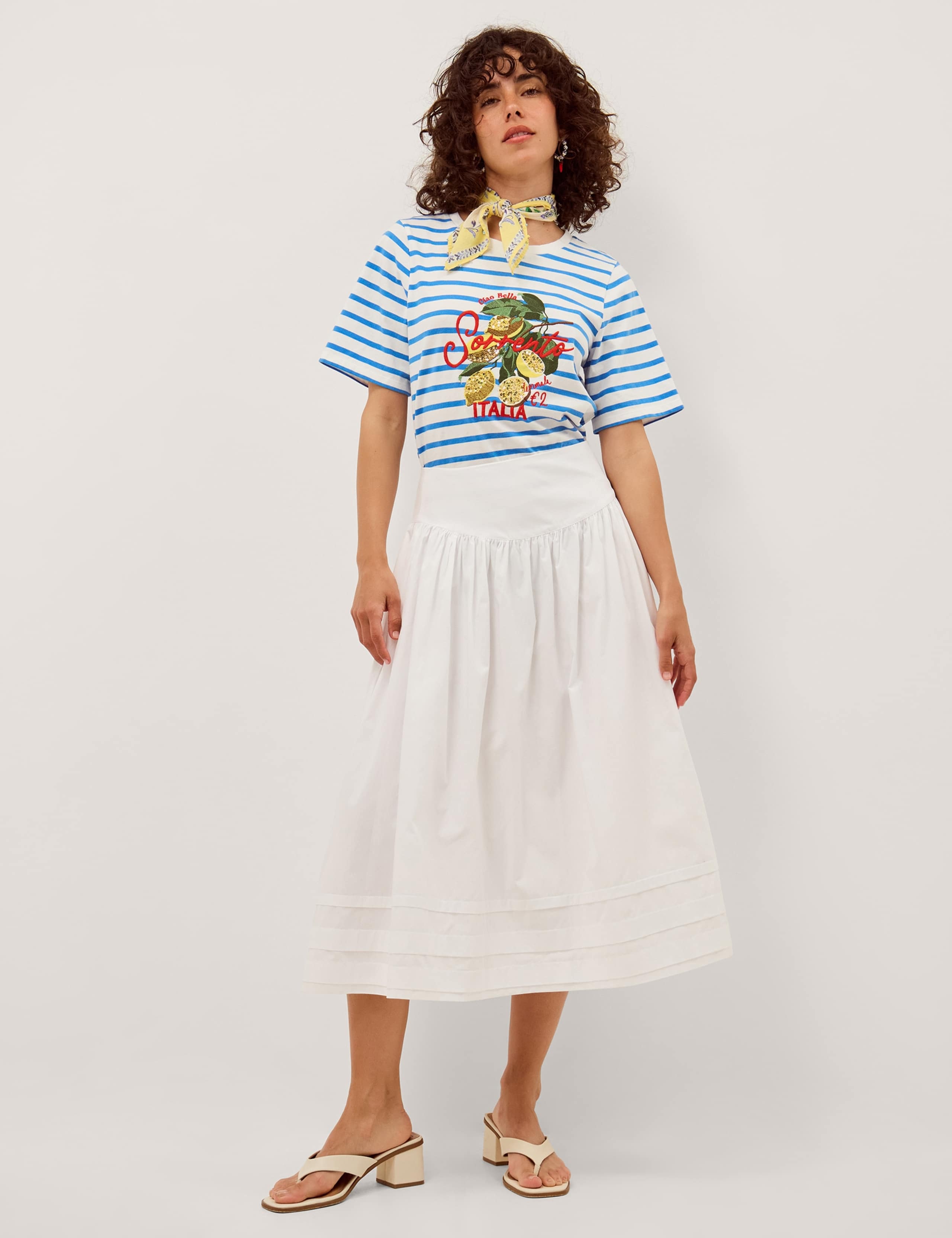Jersey Embroidered Lemon Striped T-Shirt 1 of 4