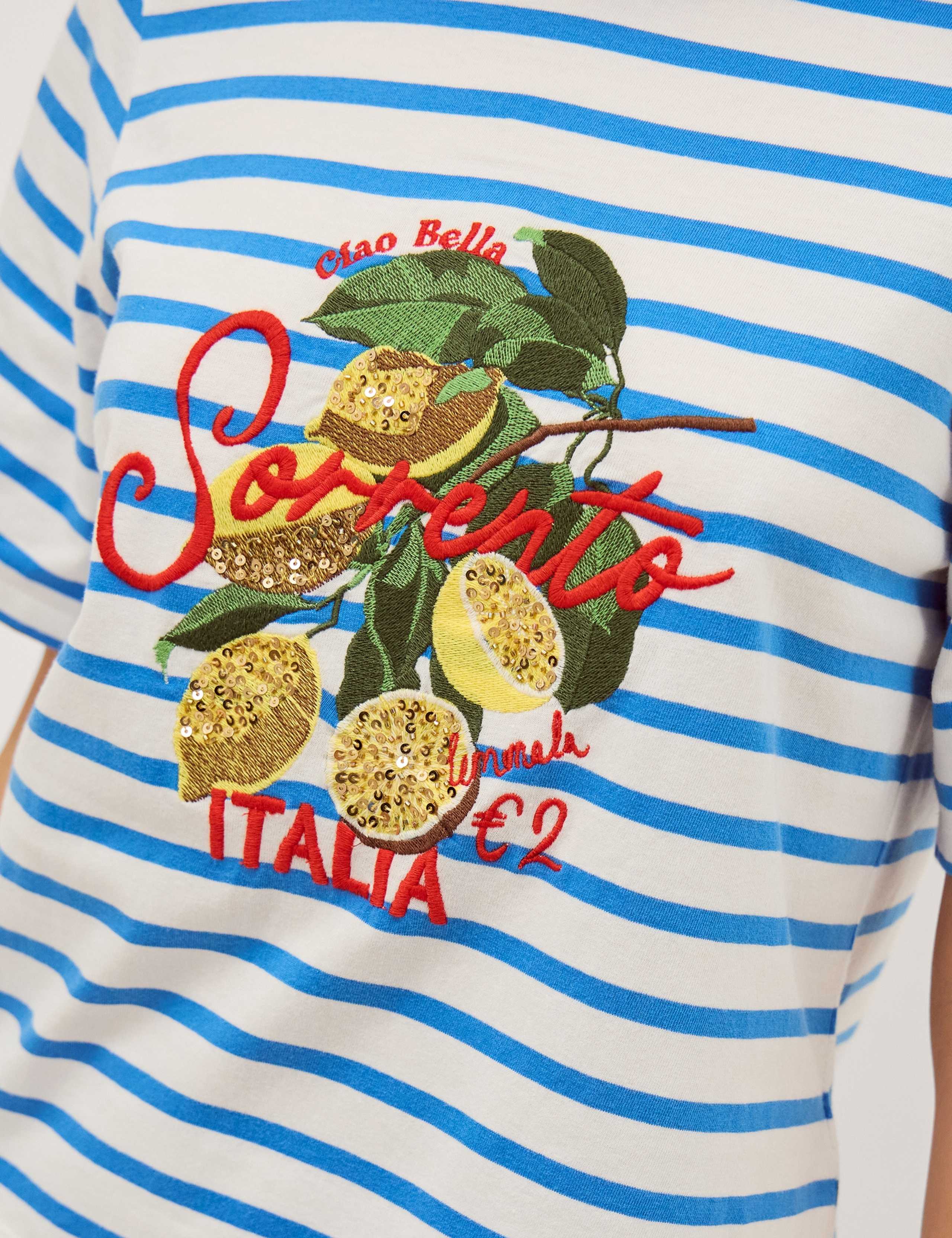 Jersey Embroidered Lemon Striped T-Shirt 4 of 4