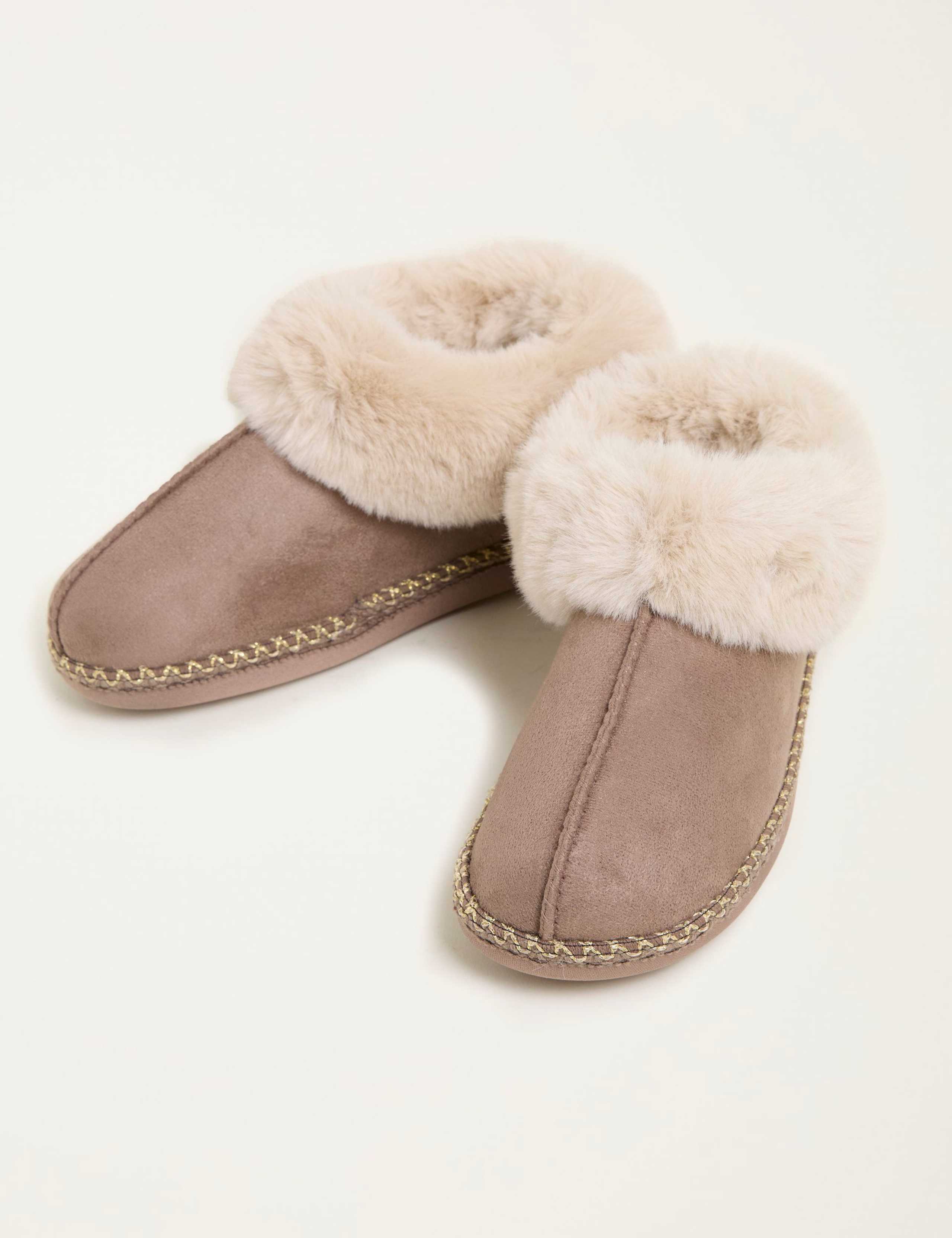 Faux Fur Cuff Slipper Boots 1 of 3