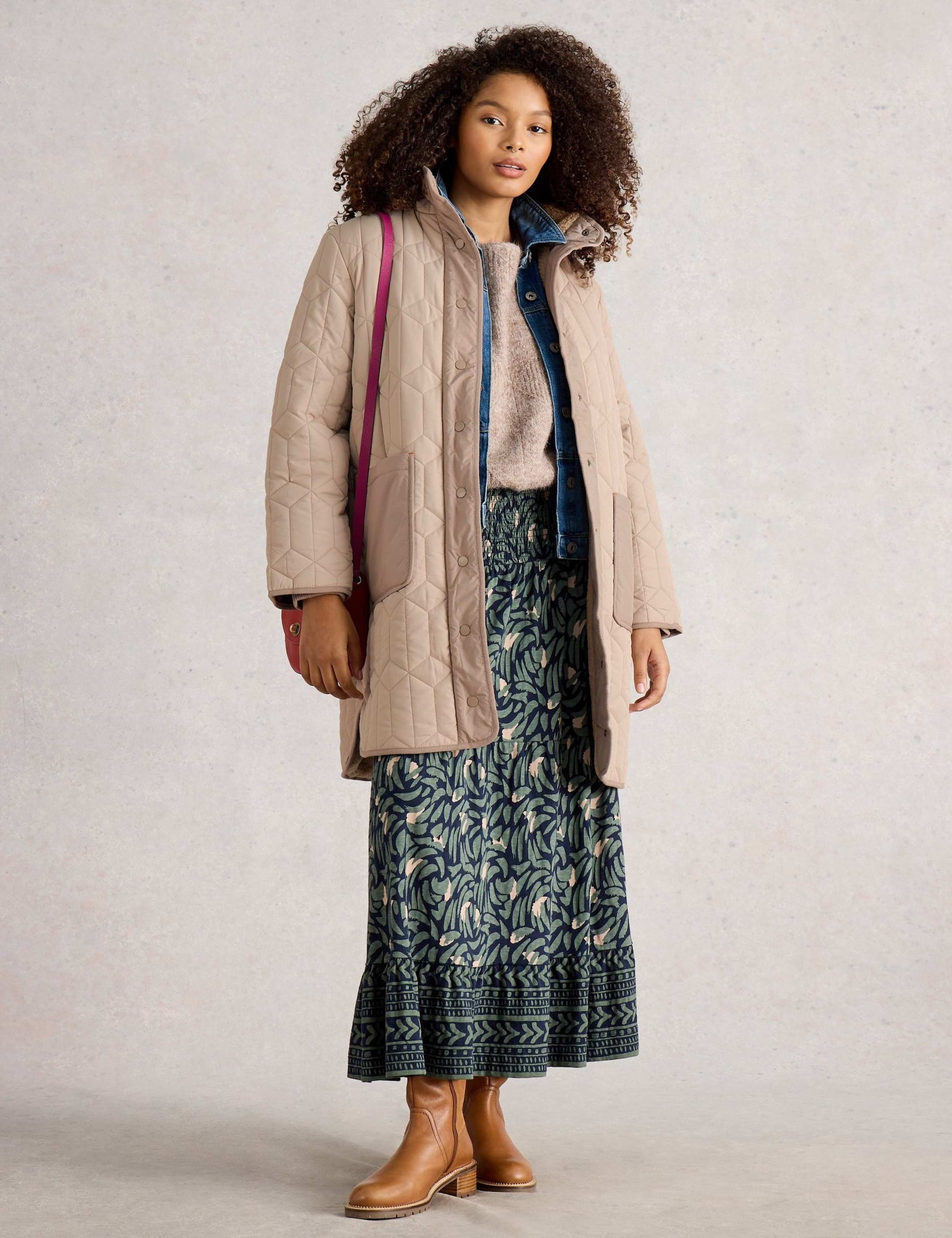 Quilted Hooded Borg Lined Coat 1 of 6