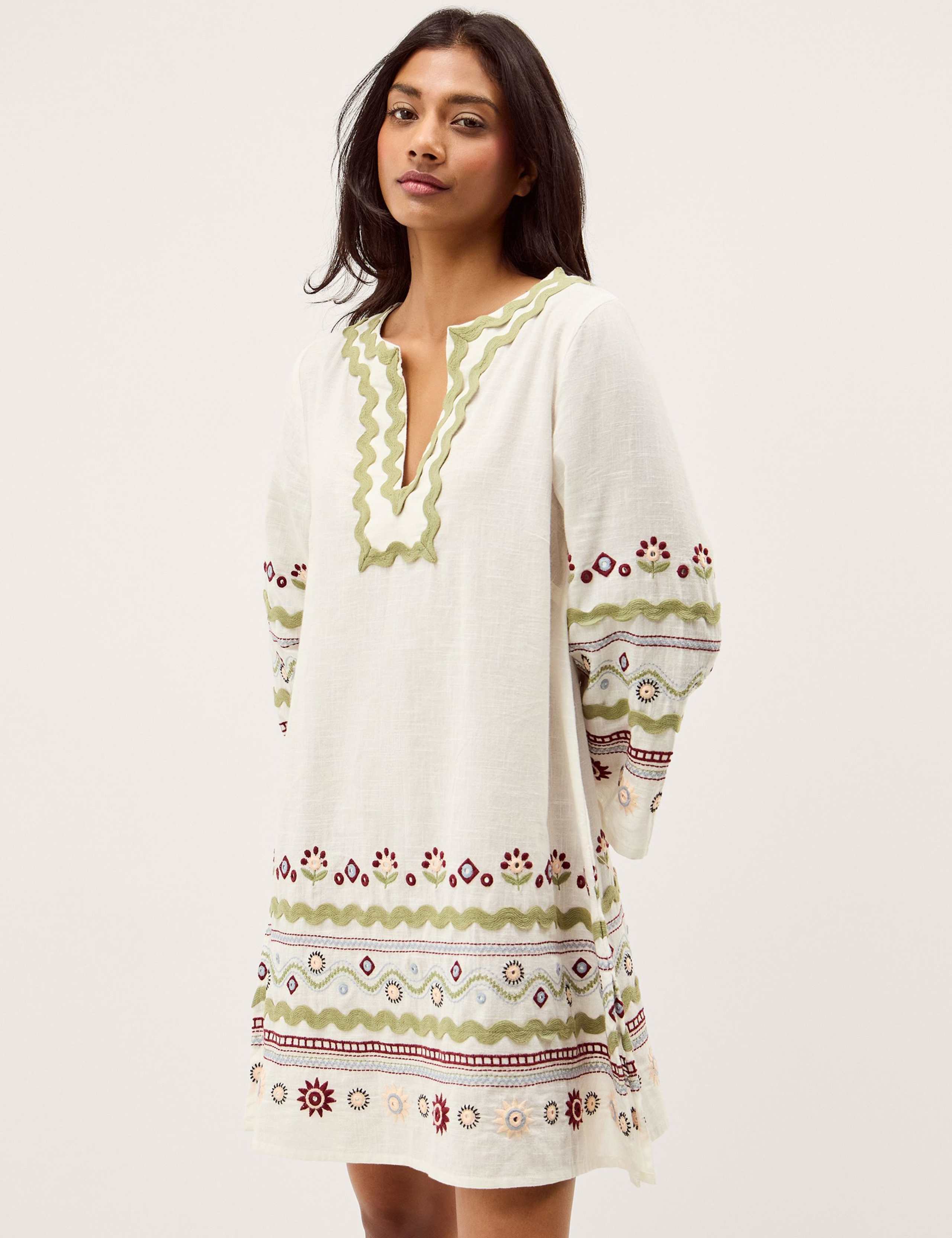 Pure Cotton Embroidered V-Neck Relaxed Tunic 3 of 5