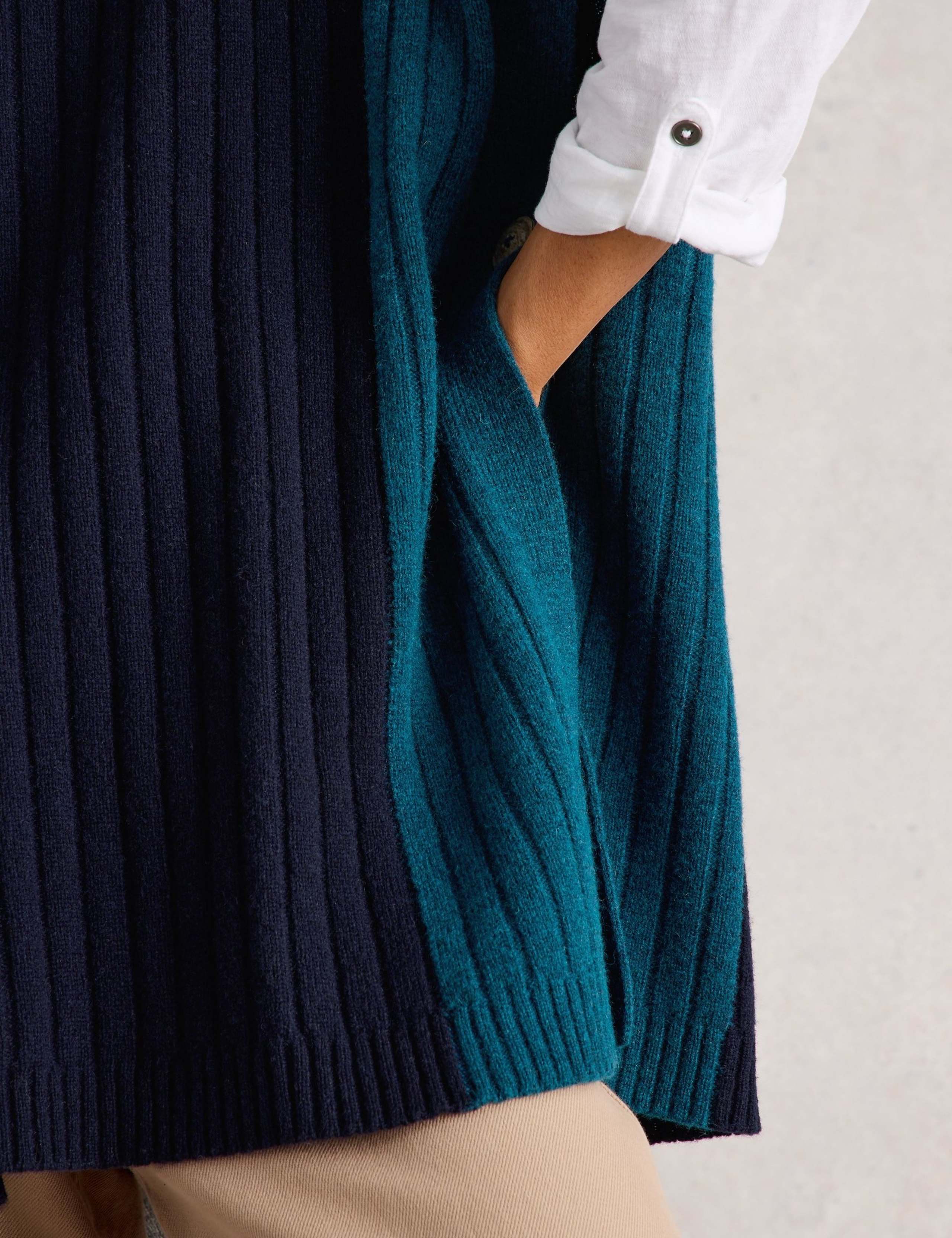 Wool Rich Knitted Colour Block Poncho 4 of 6