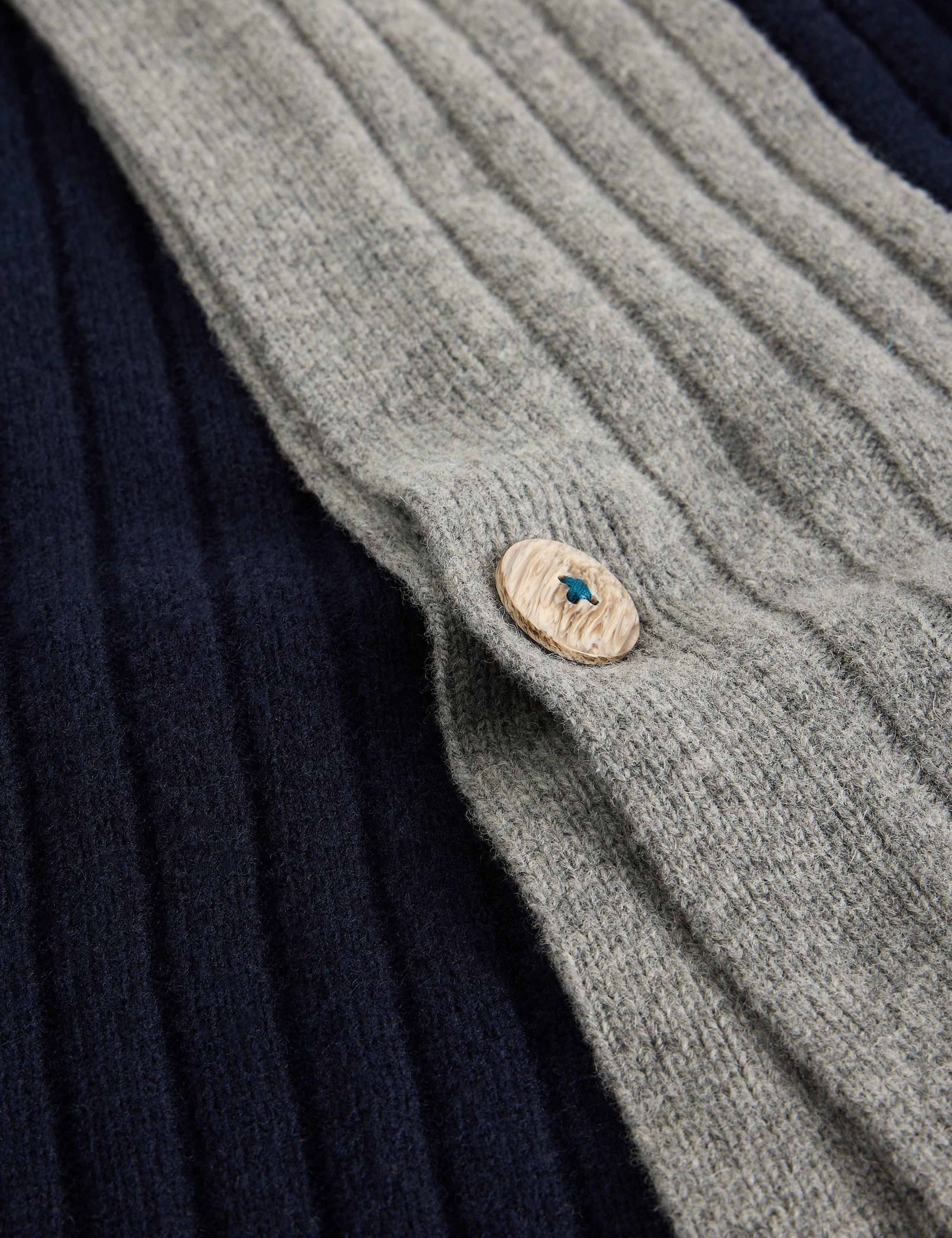 Wool Rich Knitted Colour Block Poncho 5 of 6