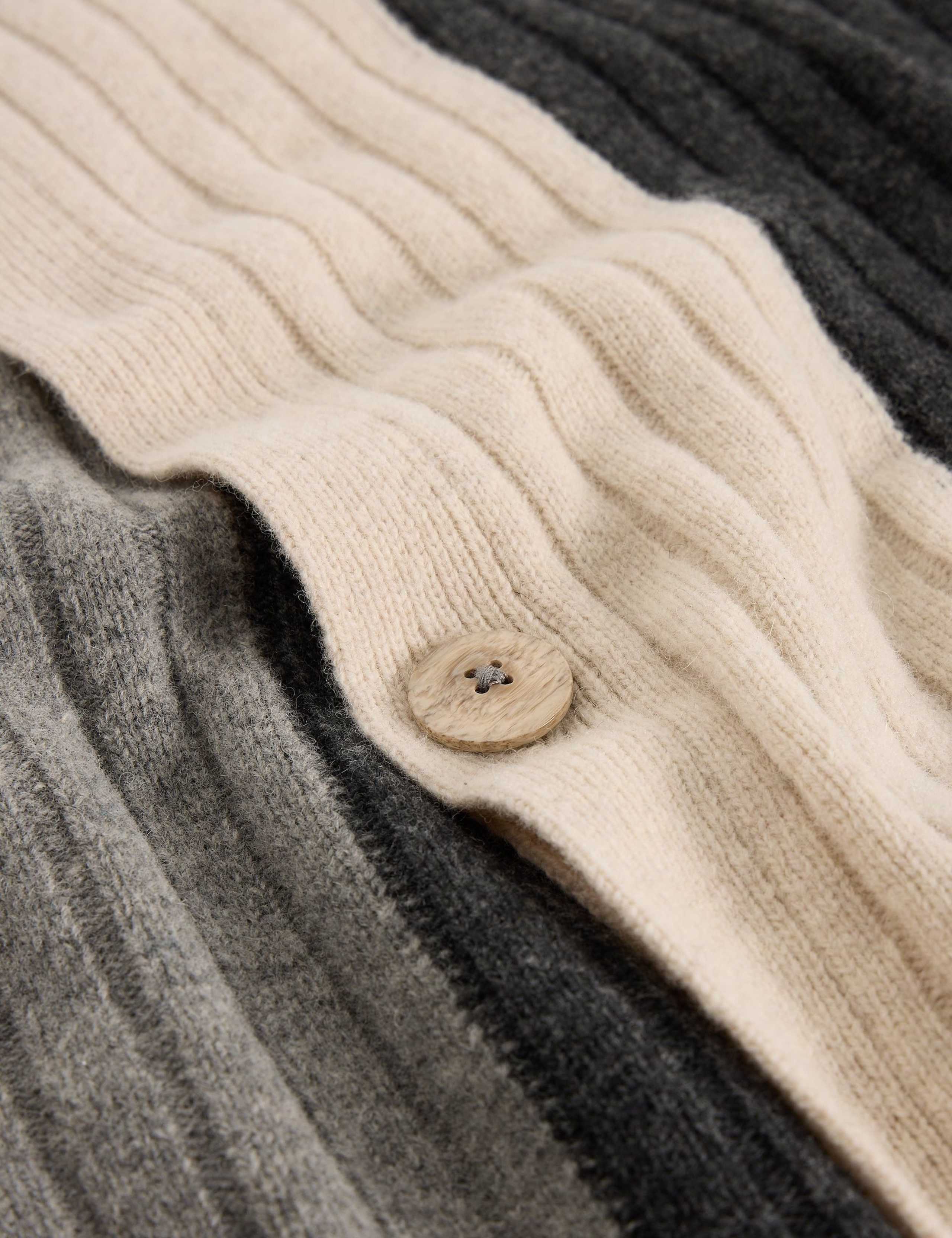 Wool Rich Knitted Colour Block Poncho 3 of 6