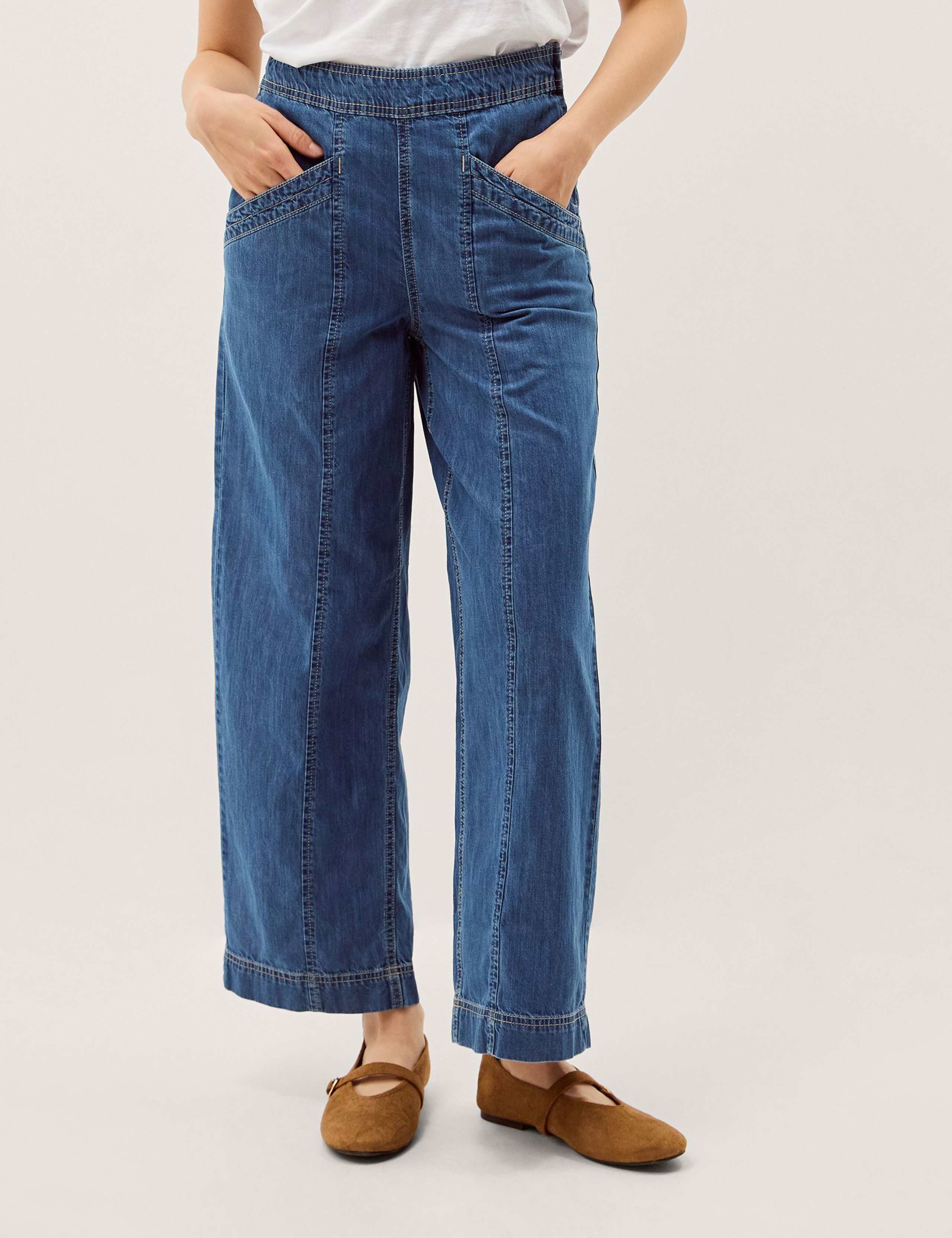 High Waisted Wide Leg Cropped Jeans 1 of 5