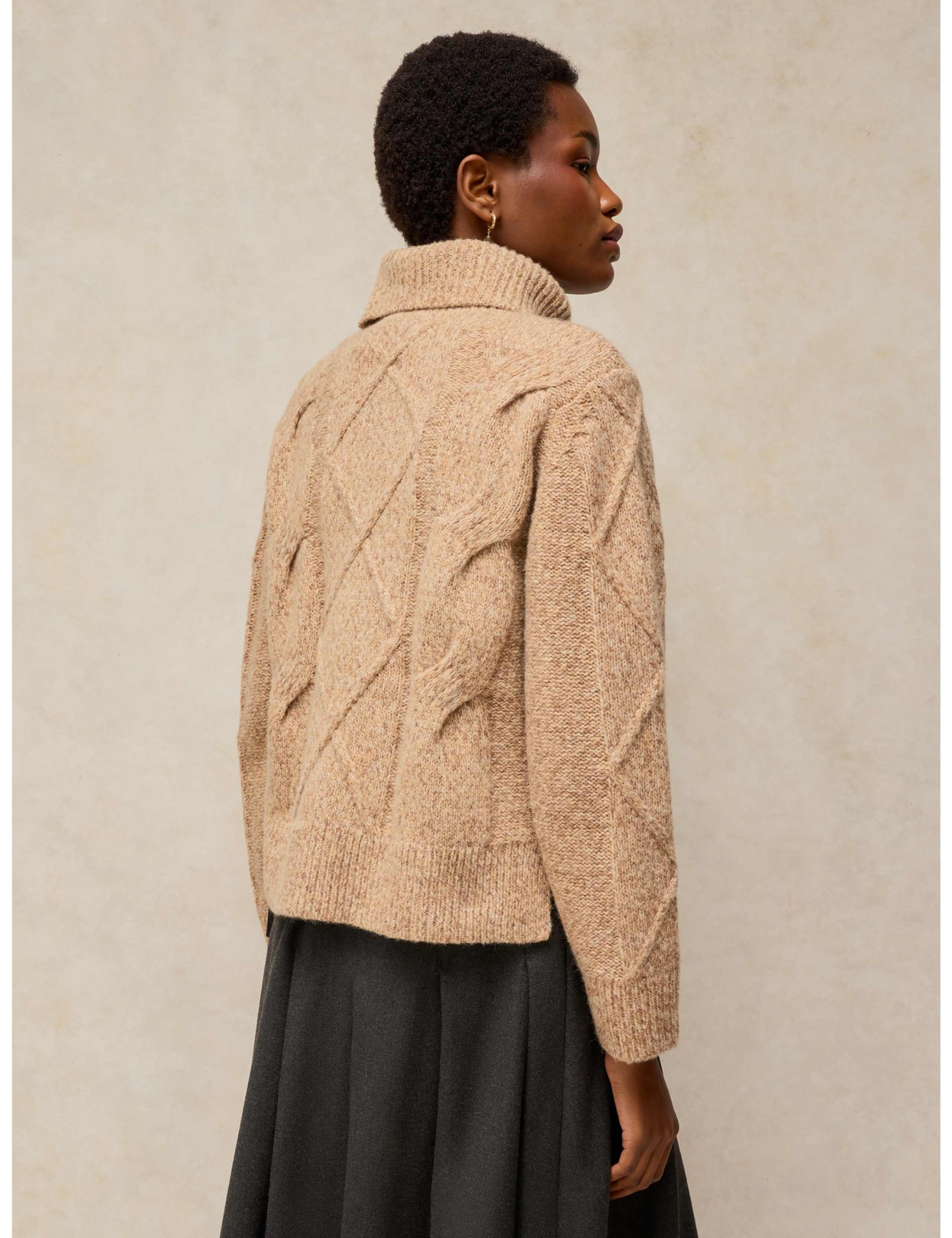 Wool Blend Cable Knit Roll Neck Jumper 3 of 6