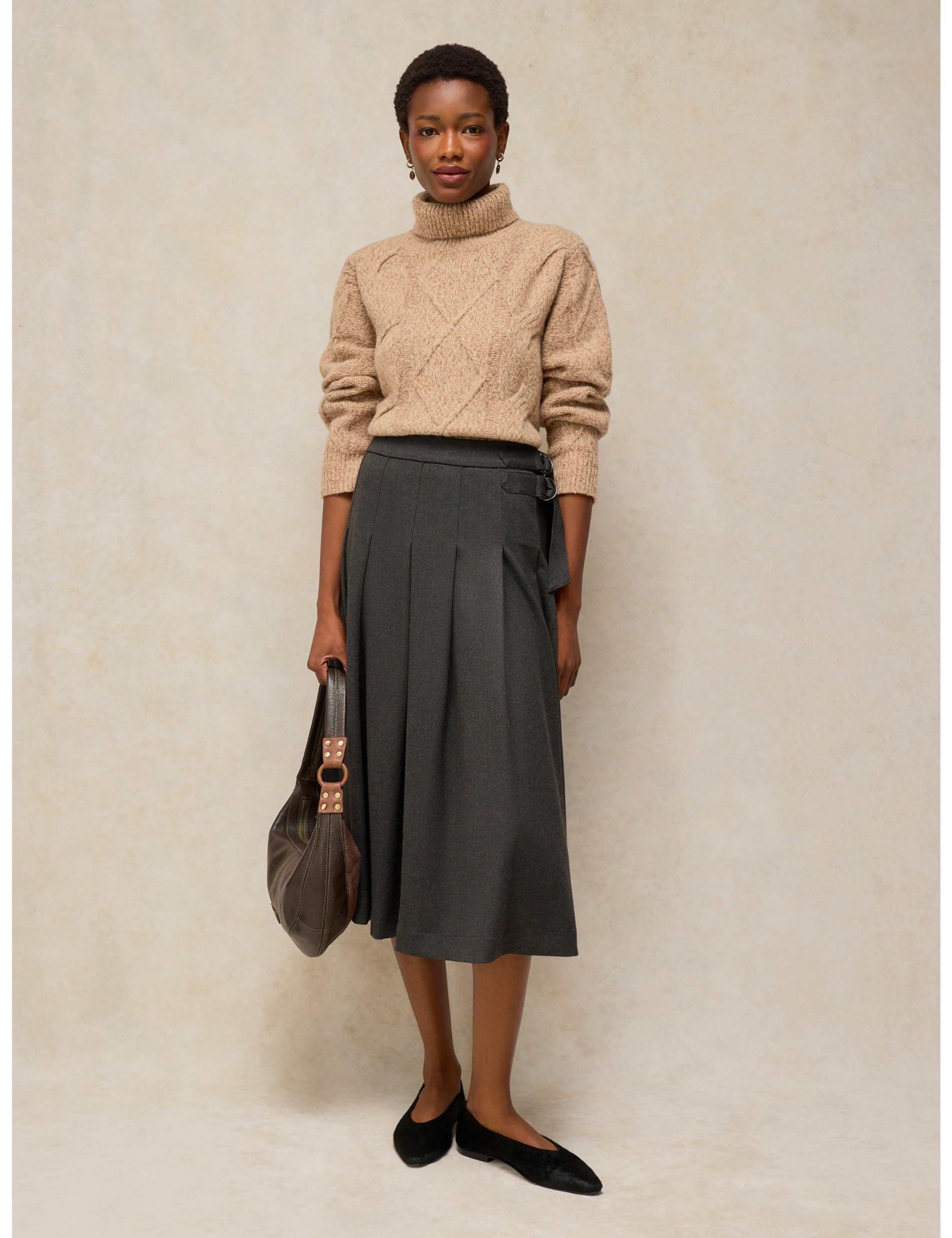 Wool Blend Cable Knit Roll Neck Jumper 4 of 6