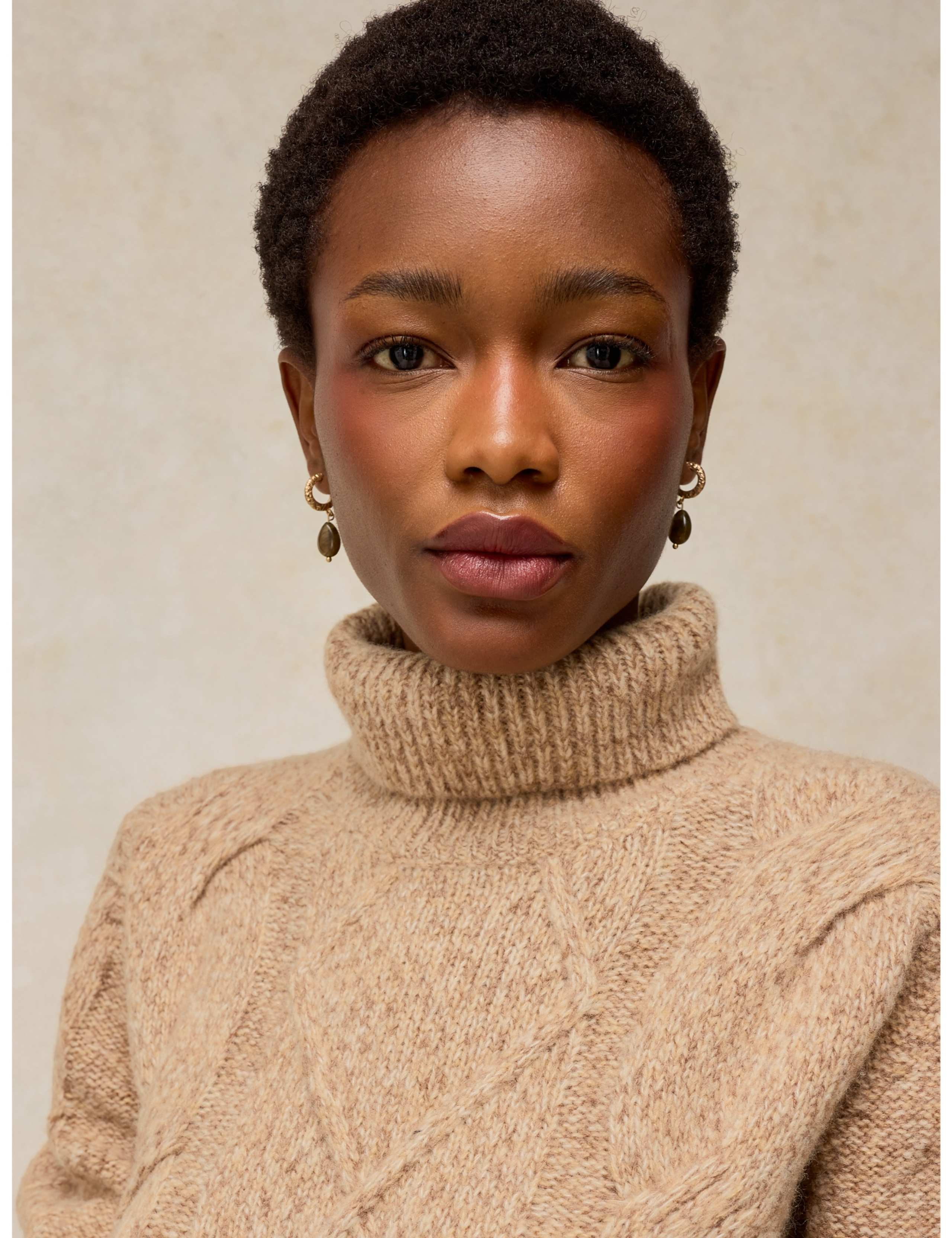 Wool Blend Cable Knit Roll Neck Jumper 5 of 6