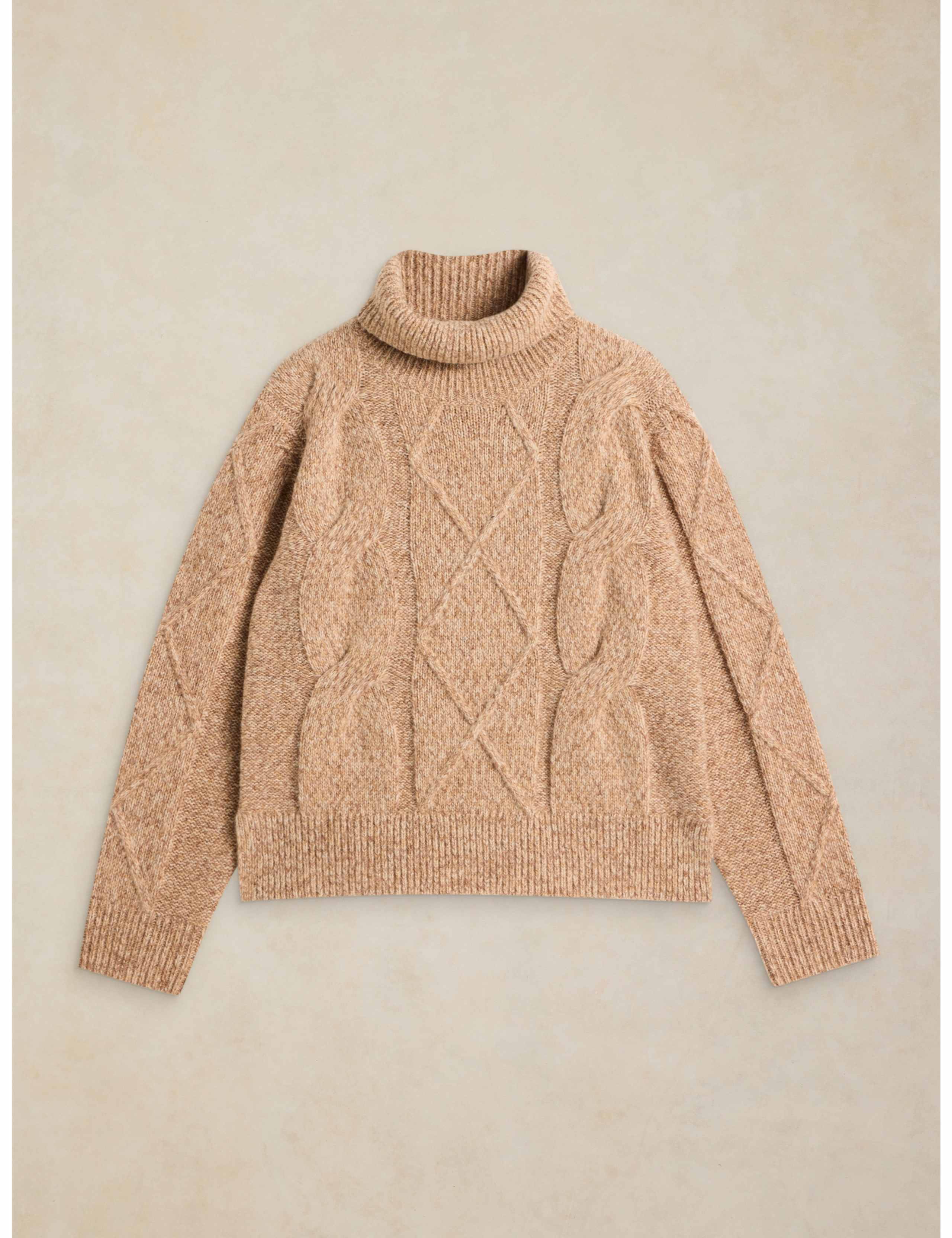 Wool Blend Cable Knit Roll Neck Jumper 2 of 6