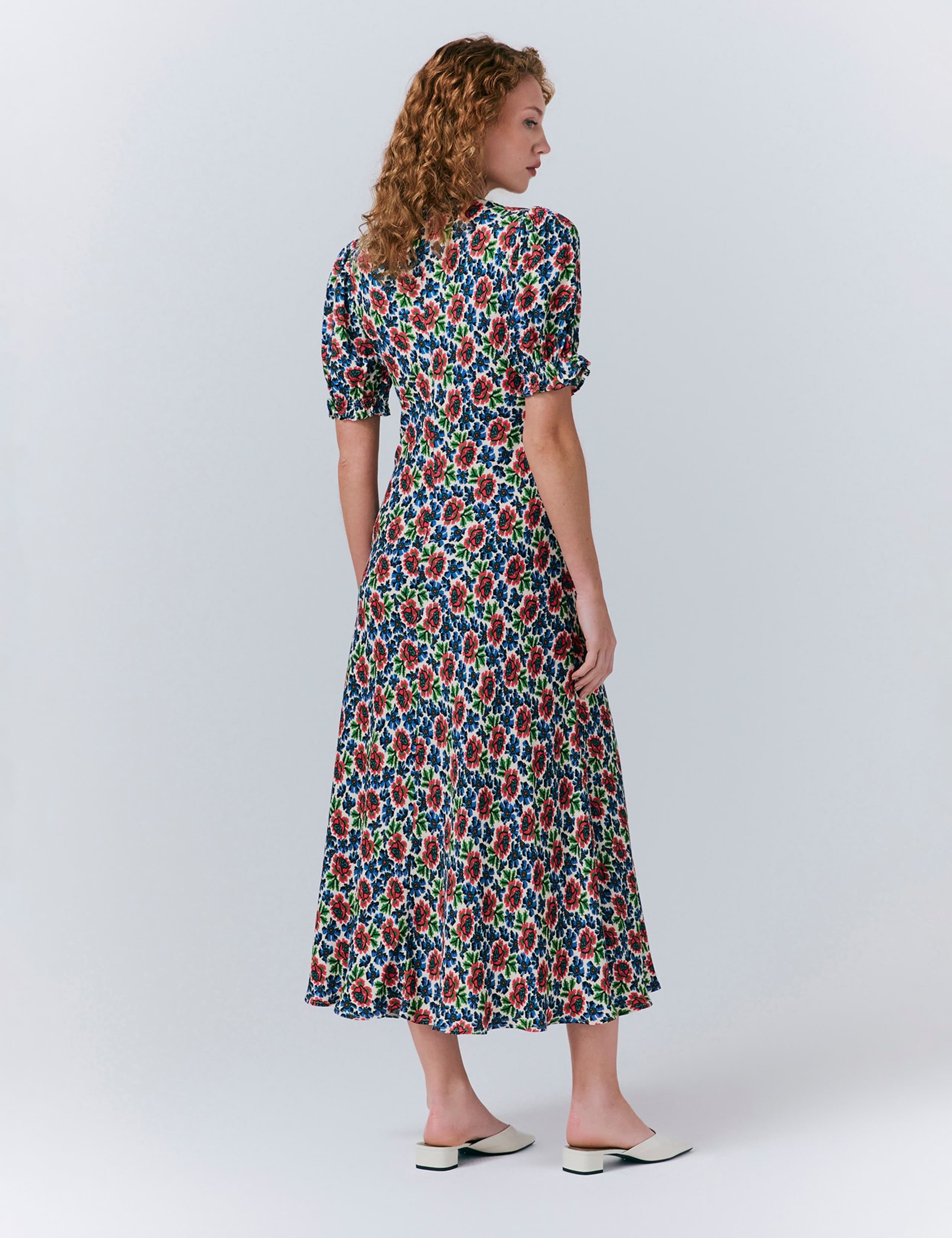 Crepe Floral Puff Sleeve Midaxi Tea Dress 4 of 5