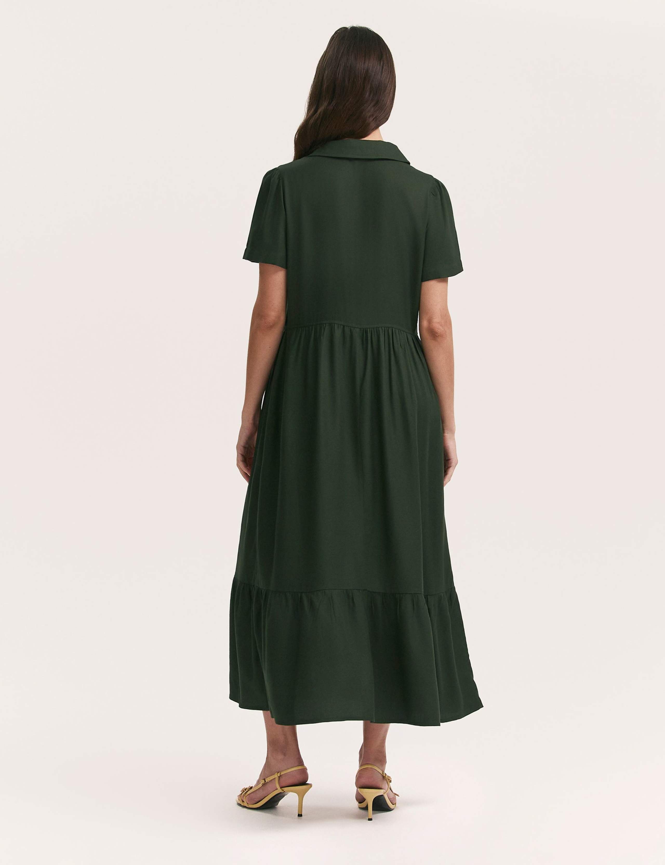 V-Neck Zip Up Midaxi Shirt Dress 2 of 4
