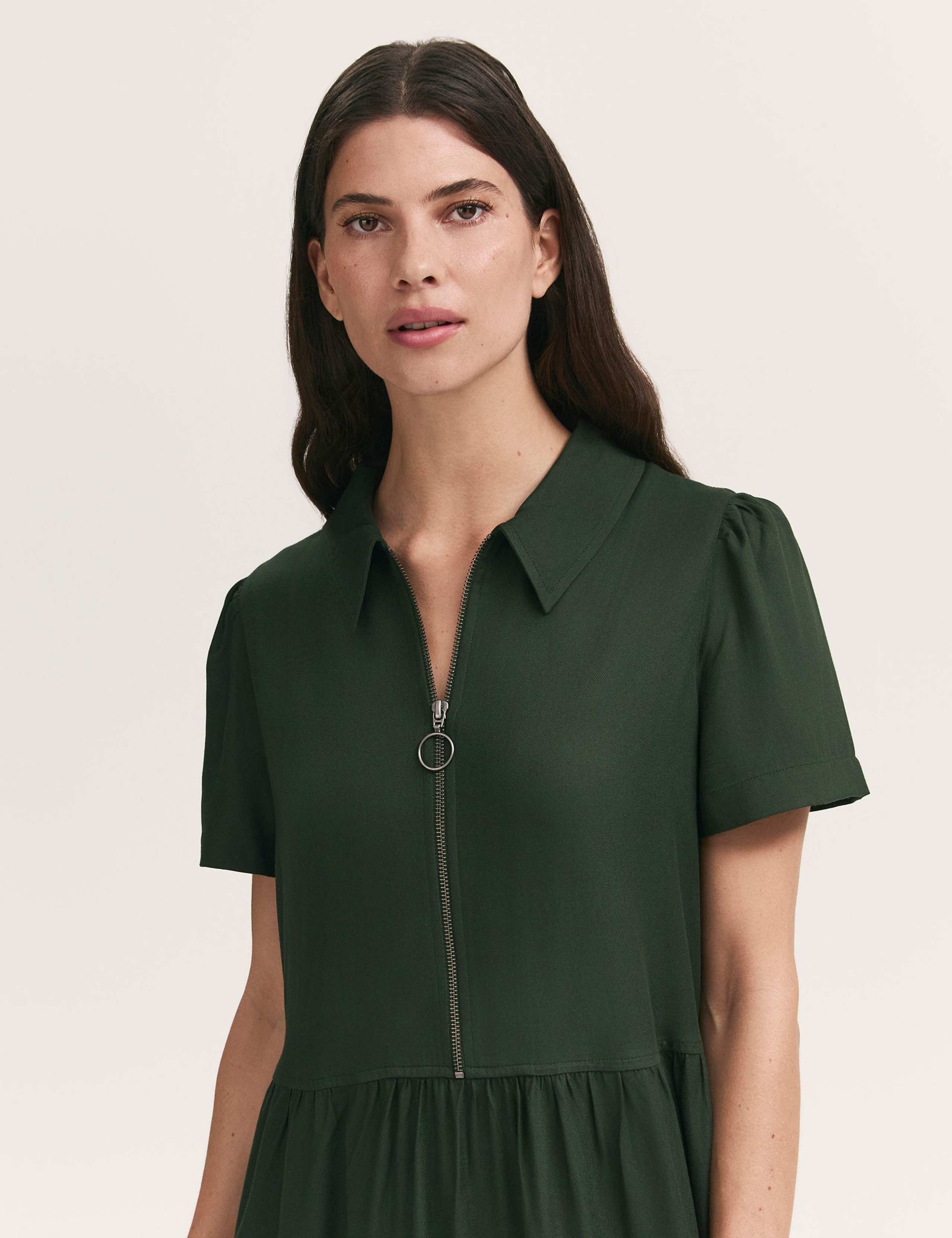V-Neck Zip Up Midaxi Shirt Dress 4 of 4