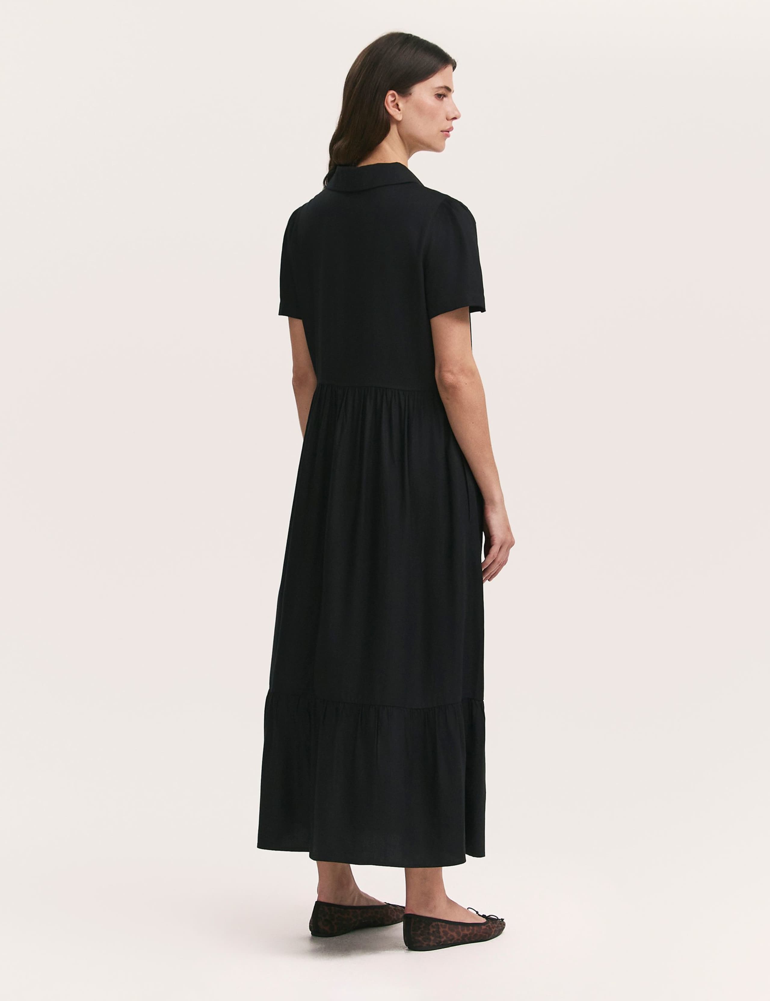 V-Neck Zip Up Midaxi Shirt Dress 2 of 3
