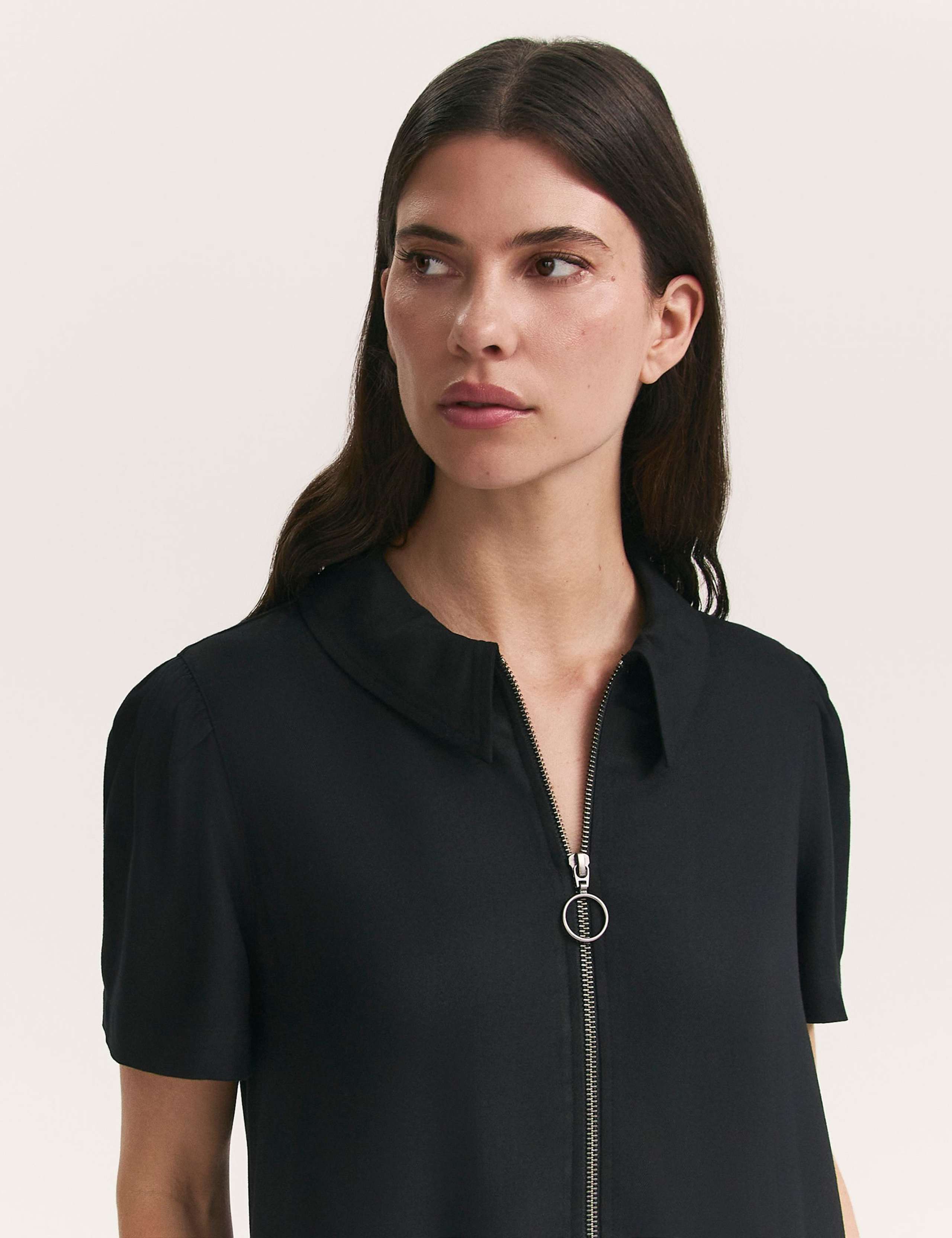 V-Neck Zip Up Midaxi Shirt Dress 3 of 3