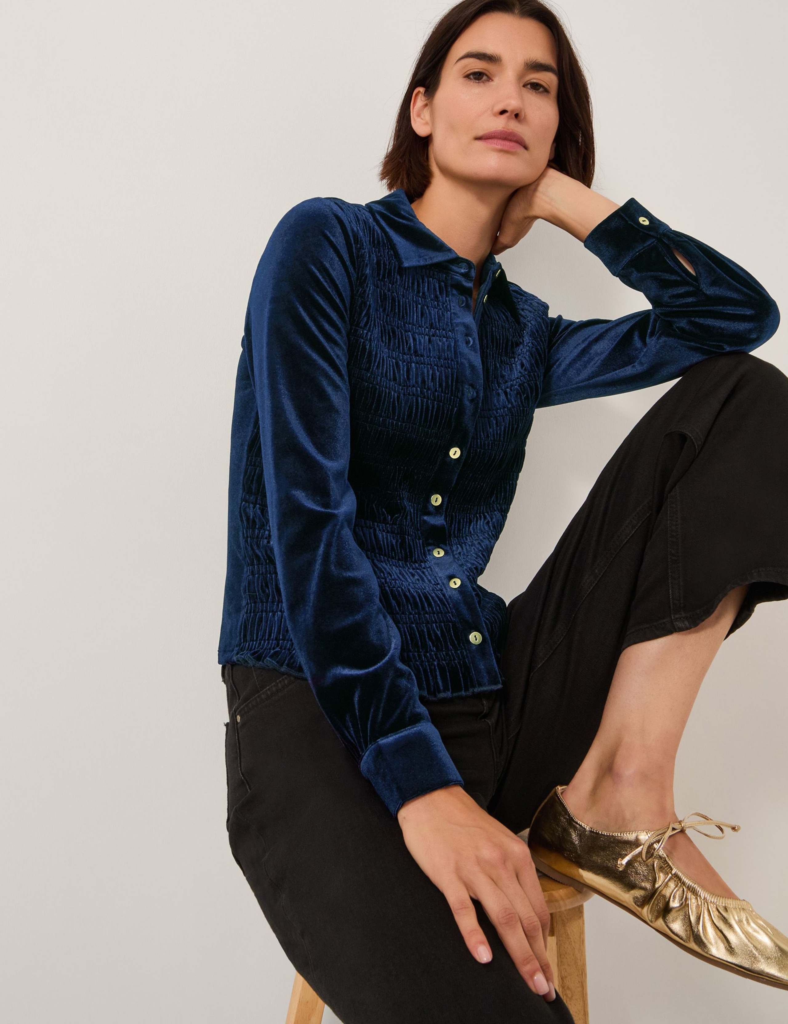 Velvet Smocked Shirt 4 of 5