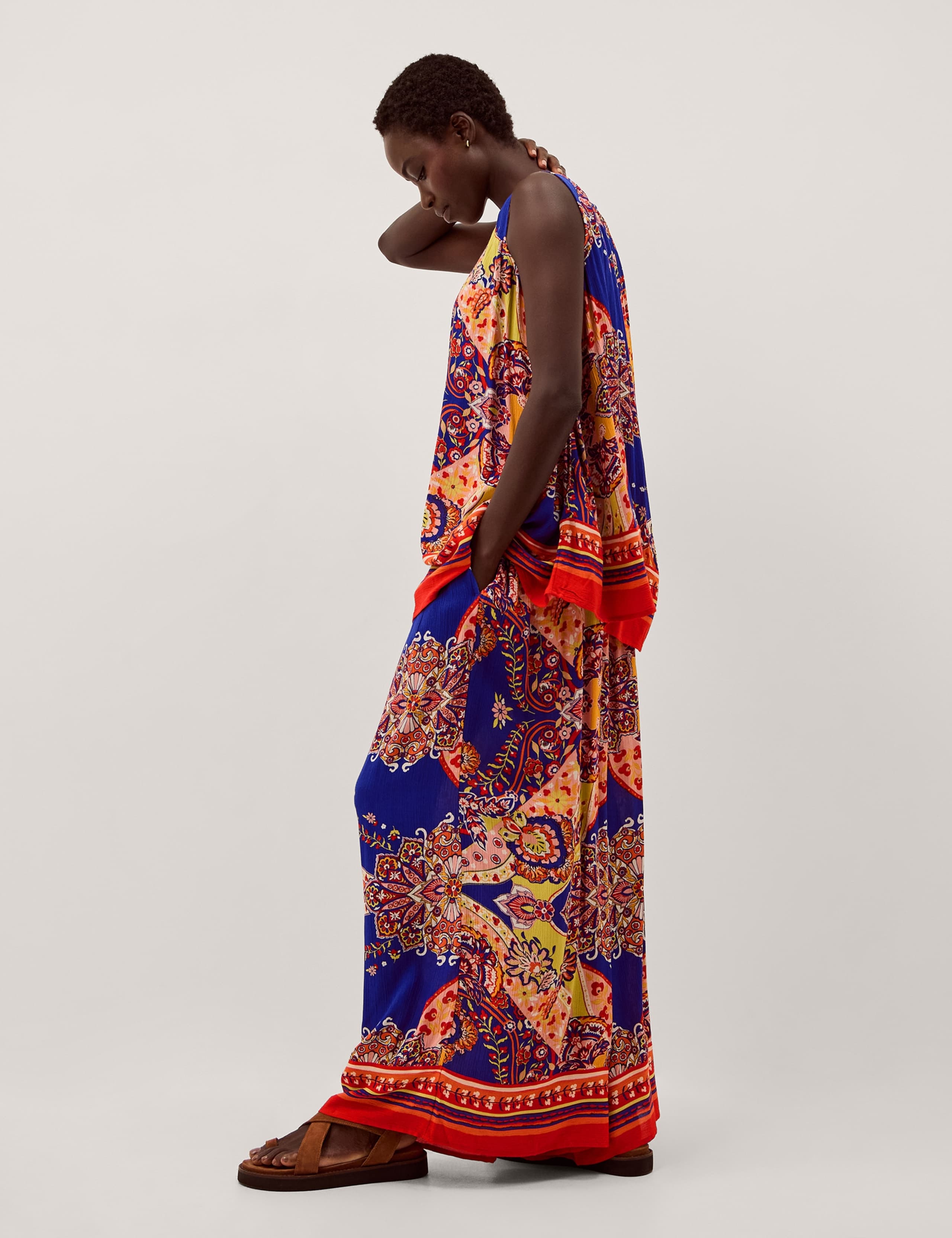 Printed Pull On Wide Leg Trousers 5 of 6