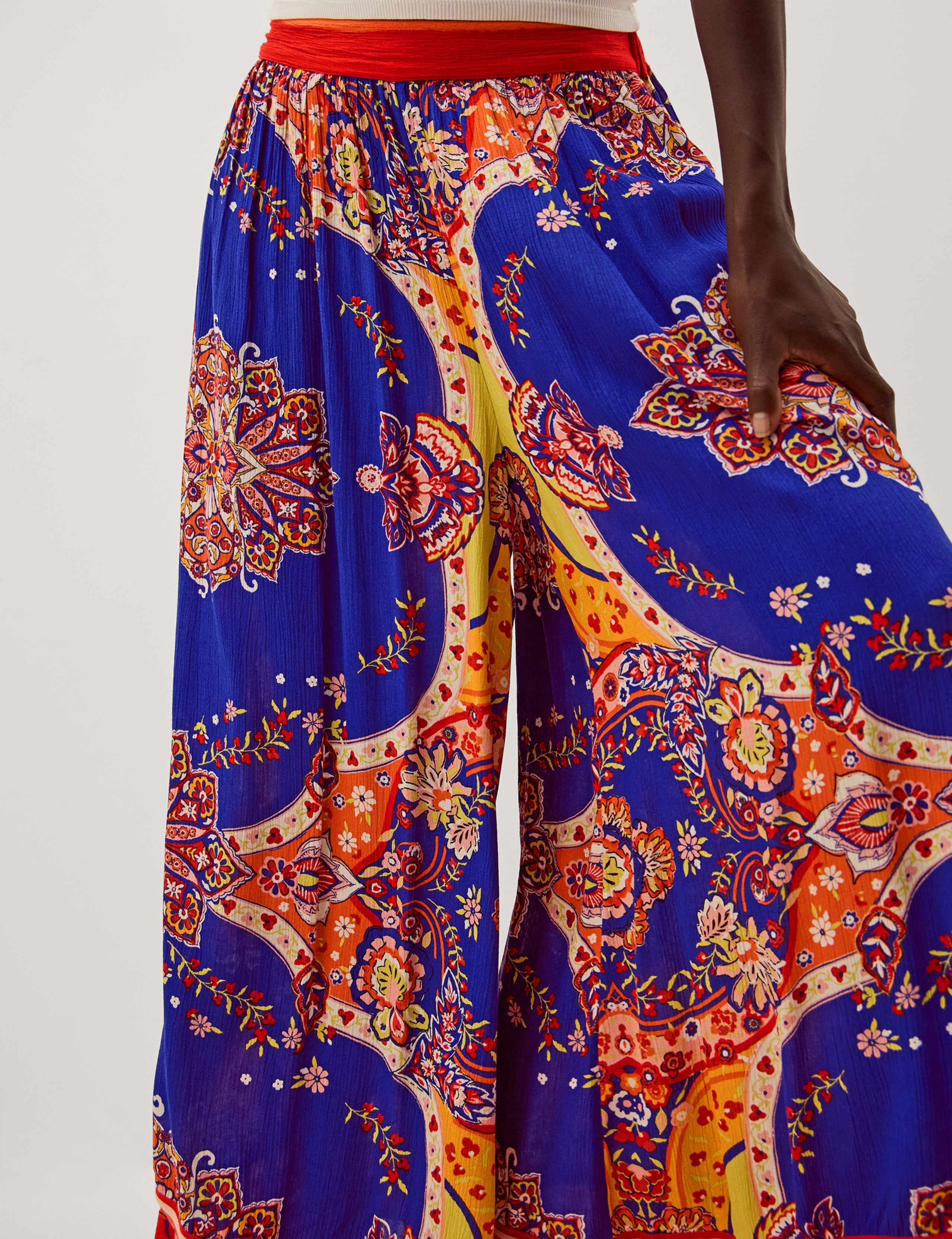 Printed Pull On Wide Leg Trousers 6 of 6