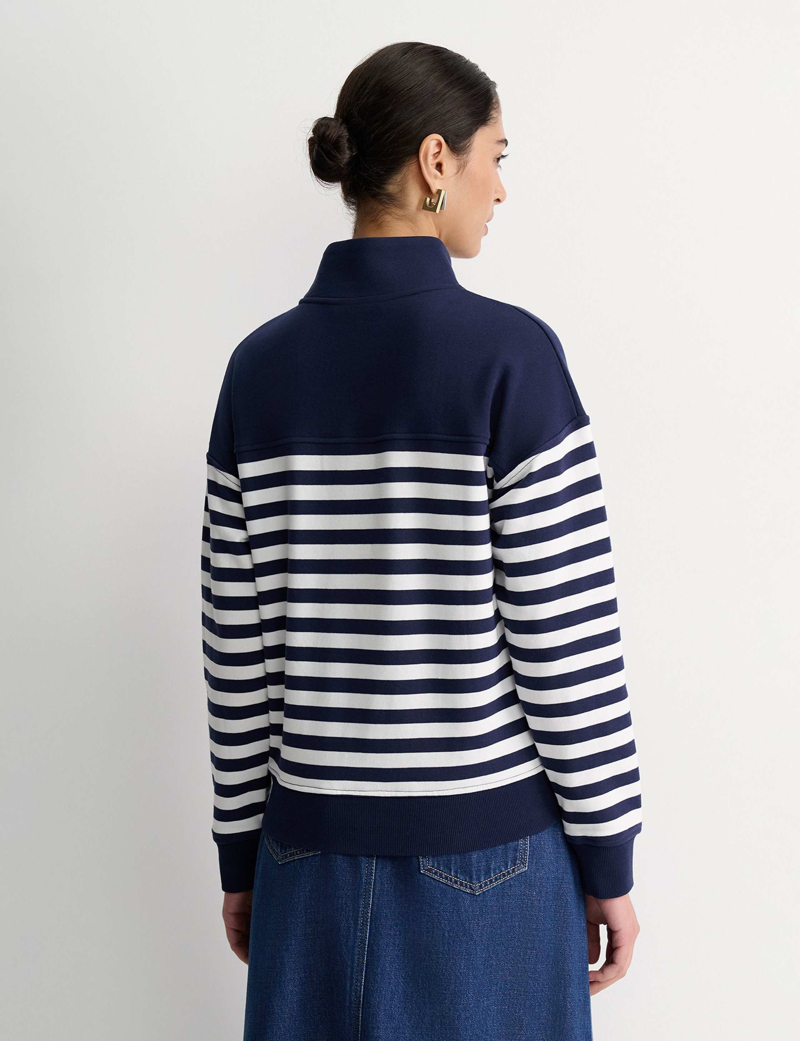 Pure Cotton Striped Half Zip Sweatshirt 5 of 5