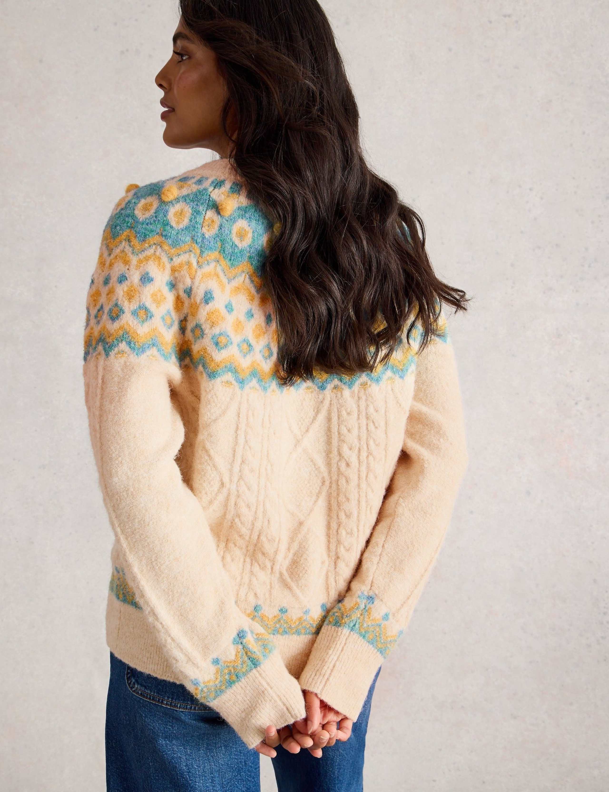 Fair Isle Cable Knit Crew Neck Jumper 4 of 6