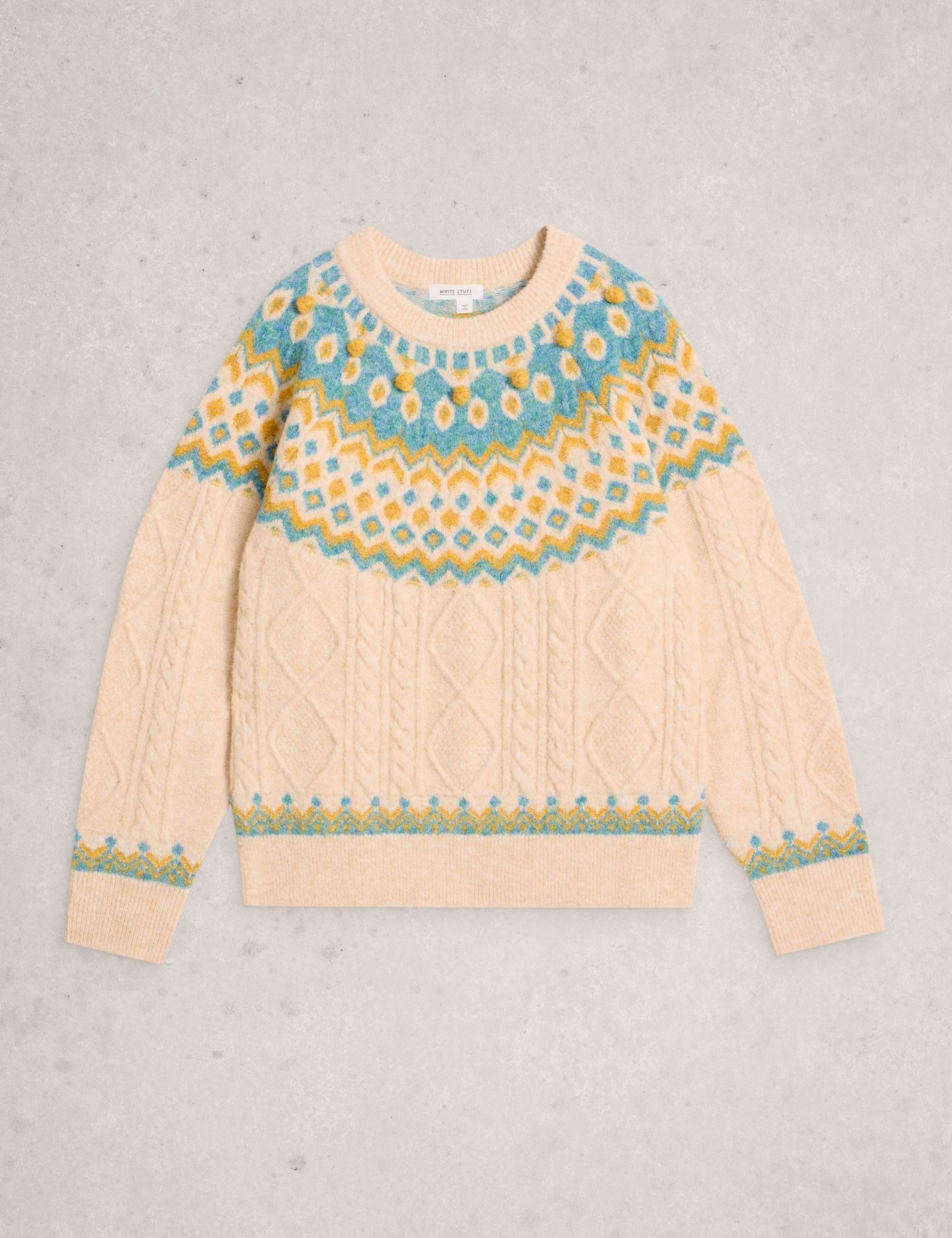Fair Isle Cable Knit Crew Neck Jumper 2 of 6