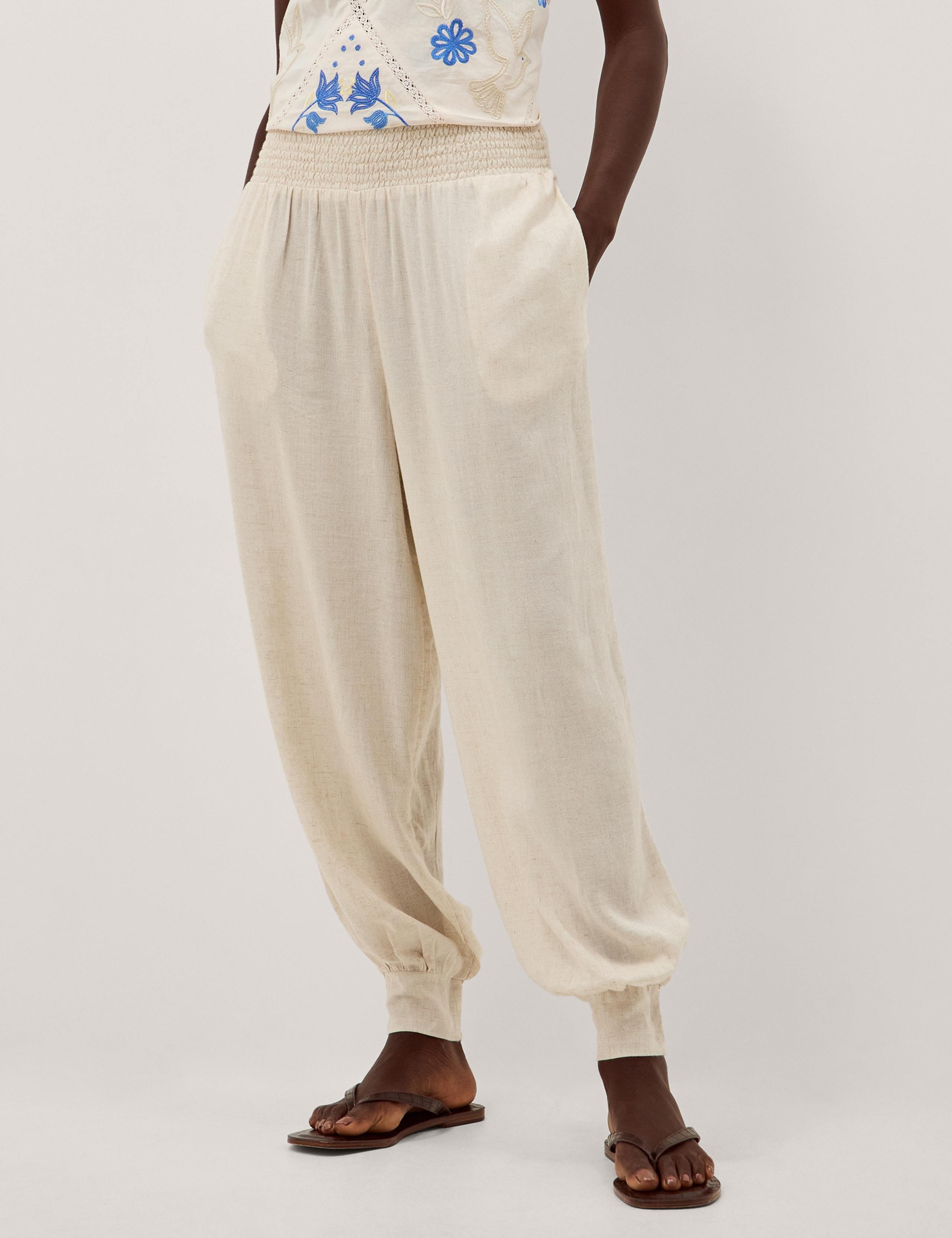 Pull On Relaxed Trousers with Linen 1 of 5
