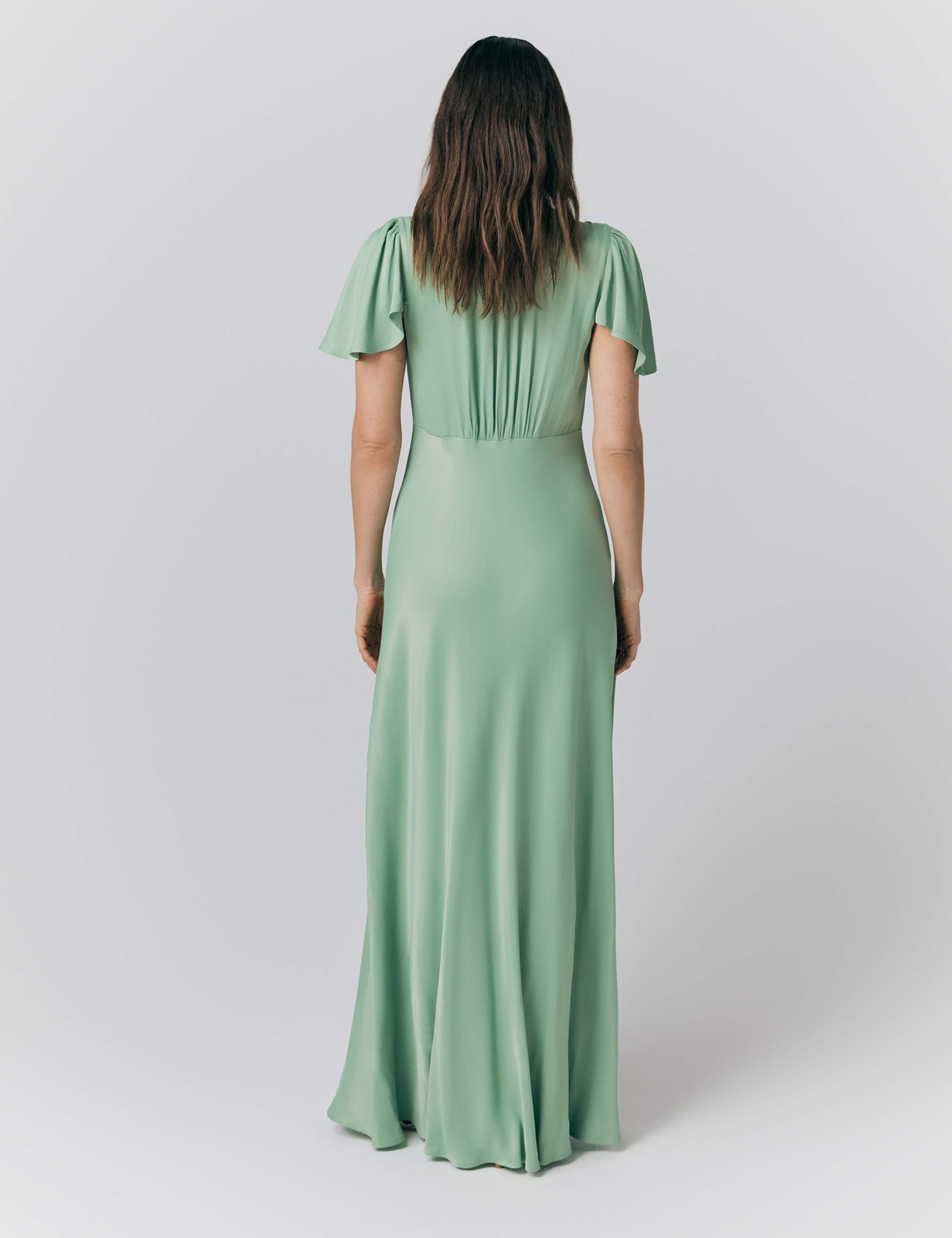 Satin V-Neck Maxi Skater Dress 2 of 4