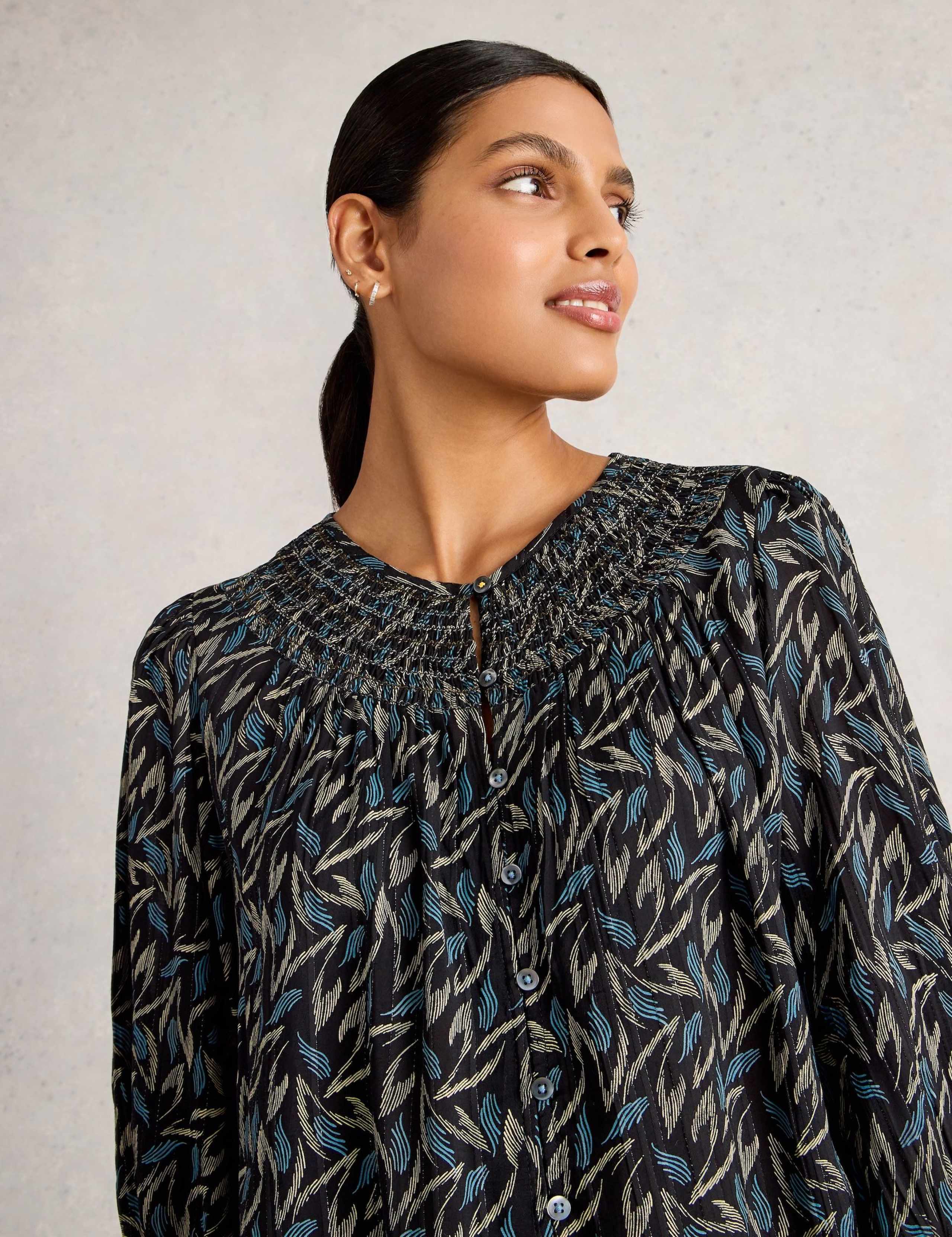 Metallic Printed Blouson Sleeve Blouse 3 of 6