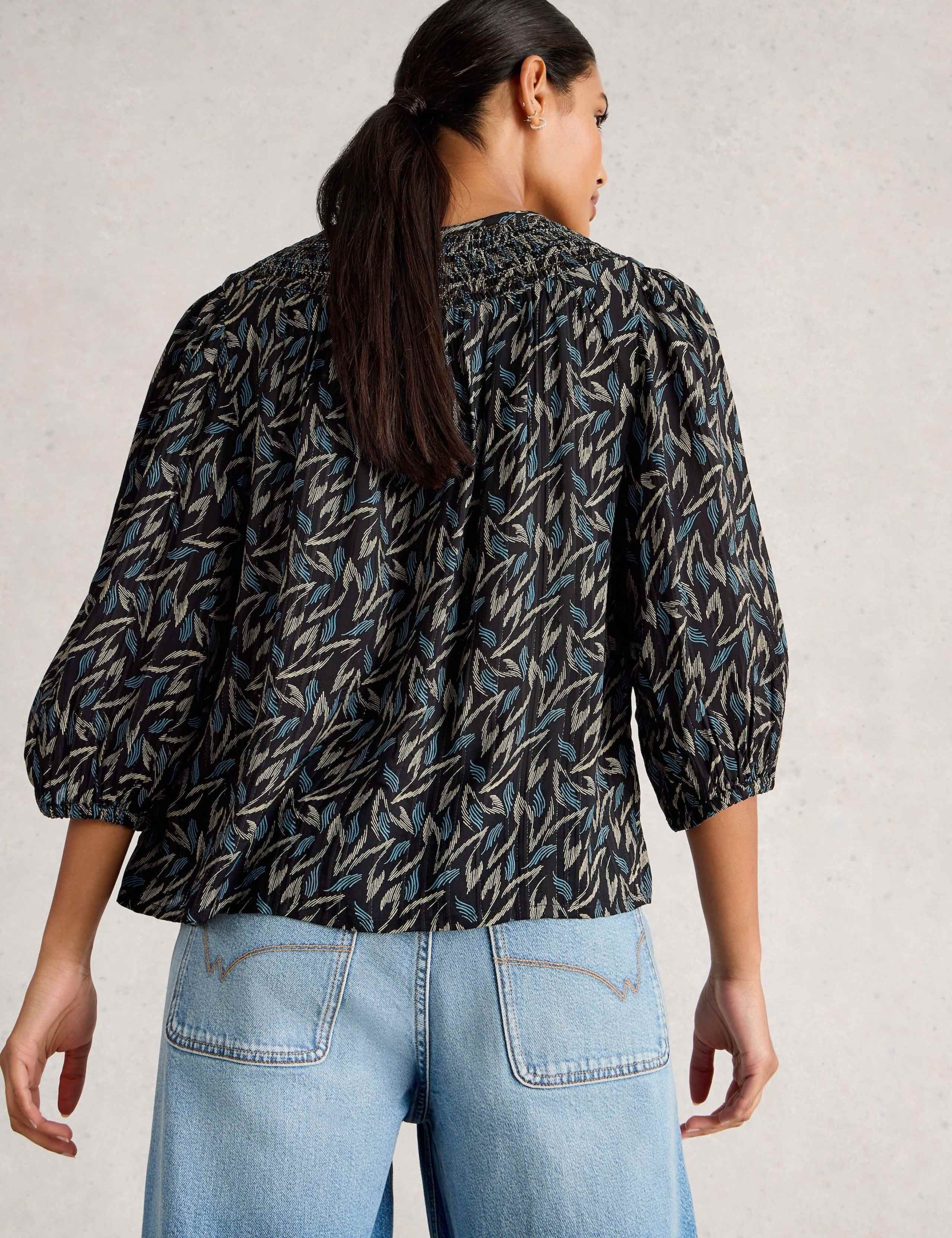 Metallic Printed Blouson Sleeve Blouse 4 of 6